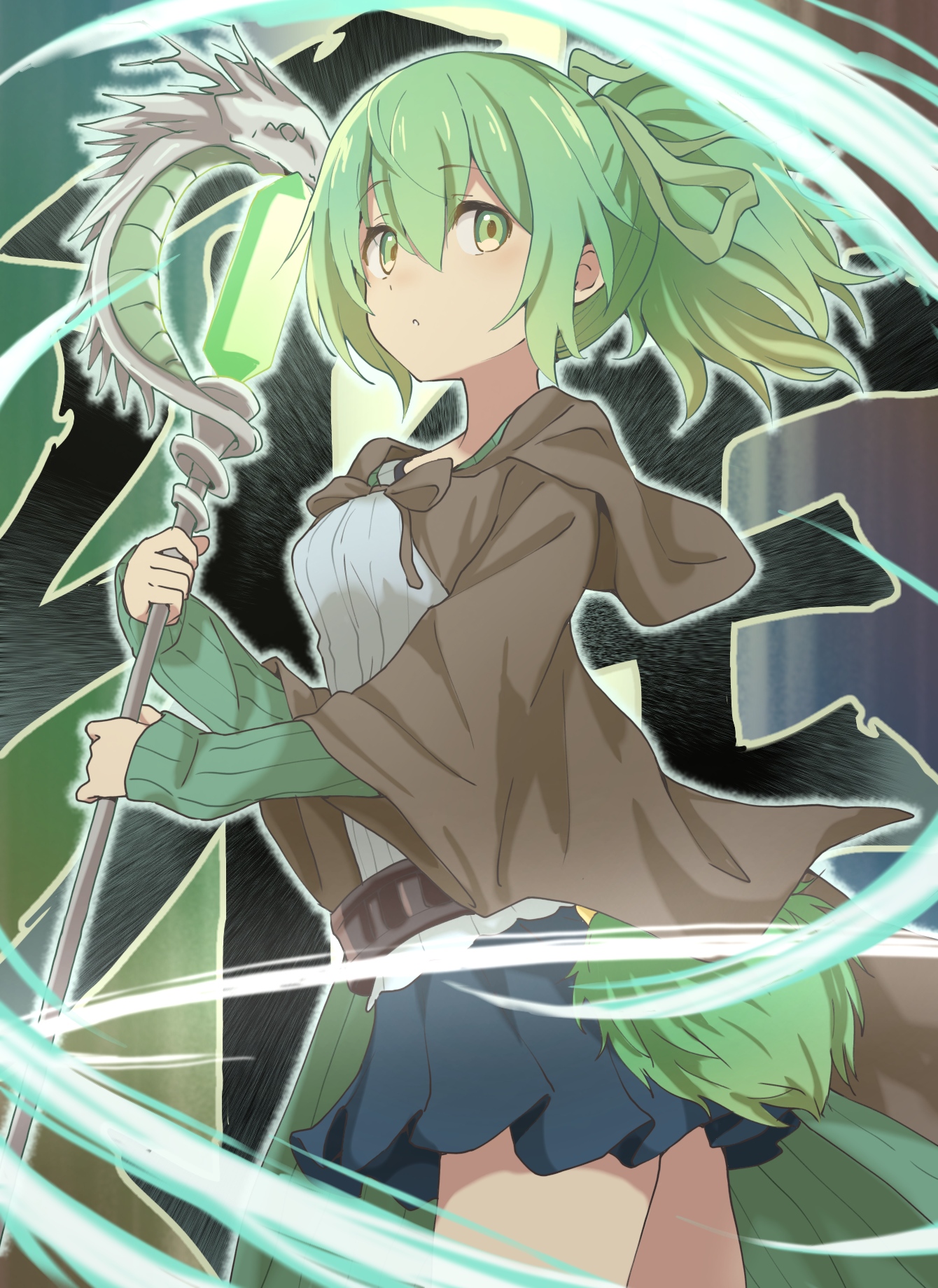 Anime Anime Girls Trading Card Games Yu Gi Oh Wynn The Wind Charmer Ponytail Green Hair Artwork Digi 1340x1840