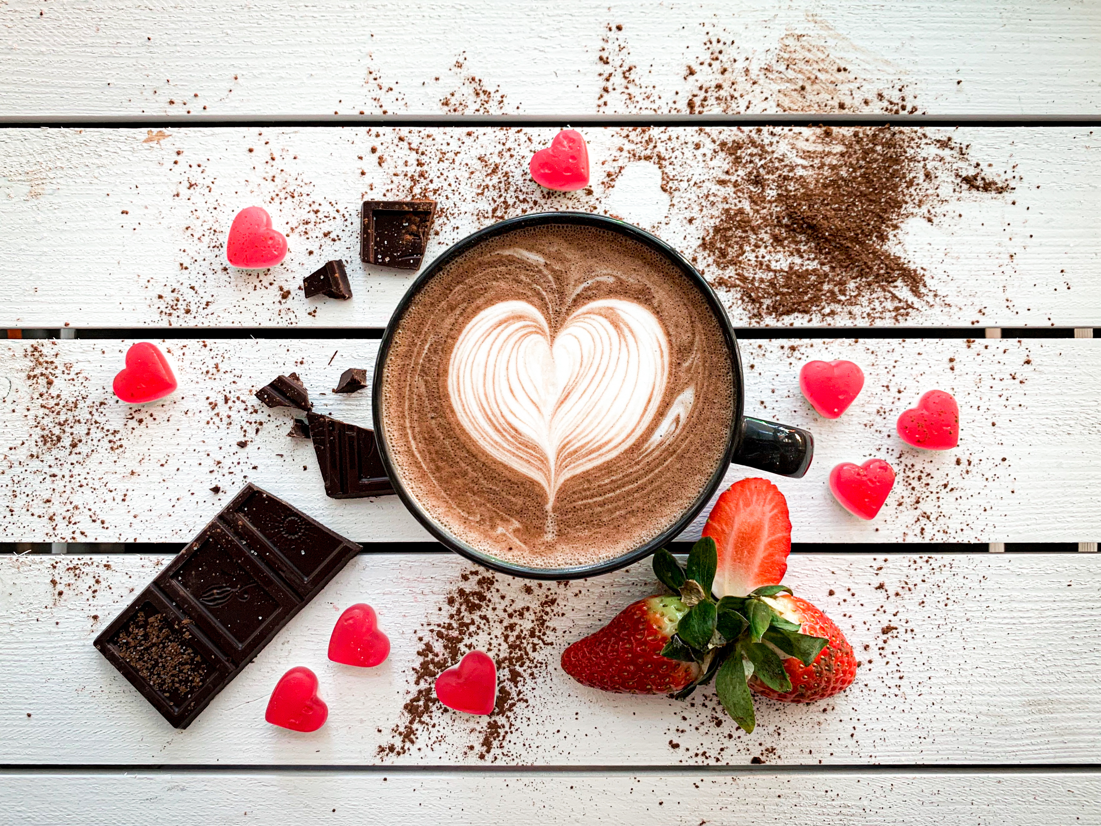 Cup Drink Still Life Chocolate Heart Shaped 3693x2769