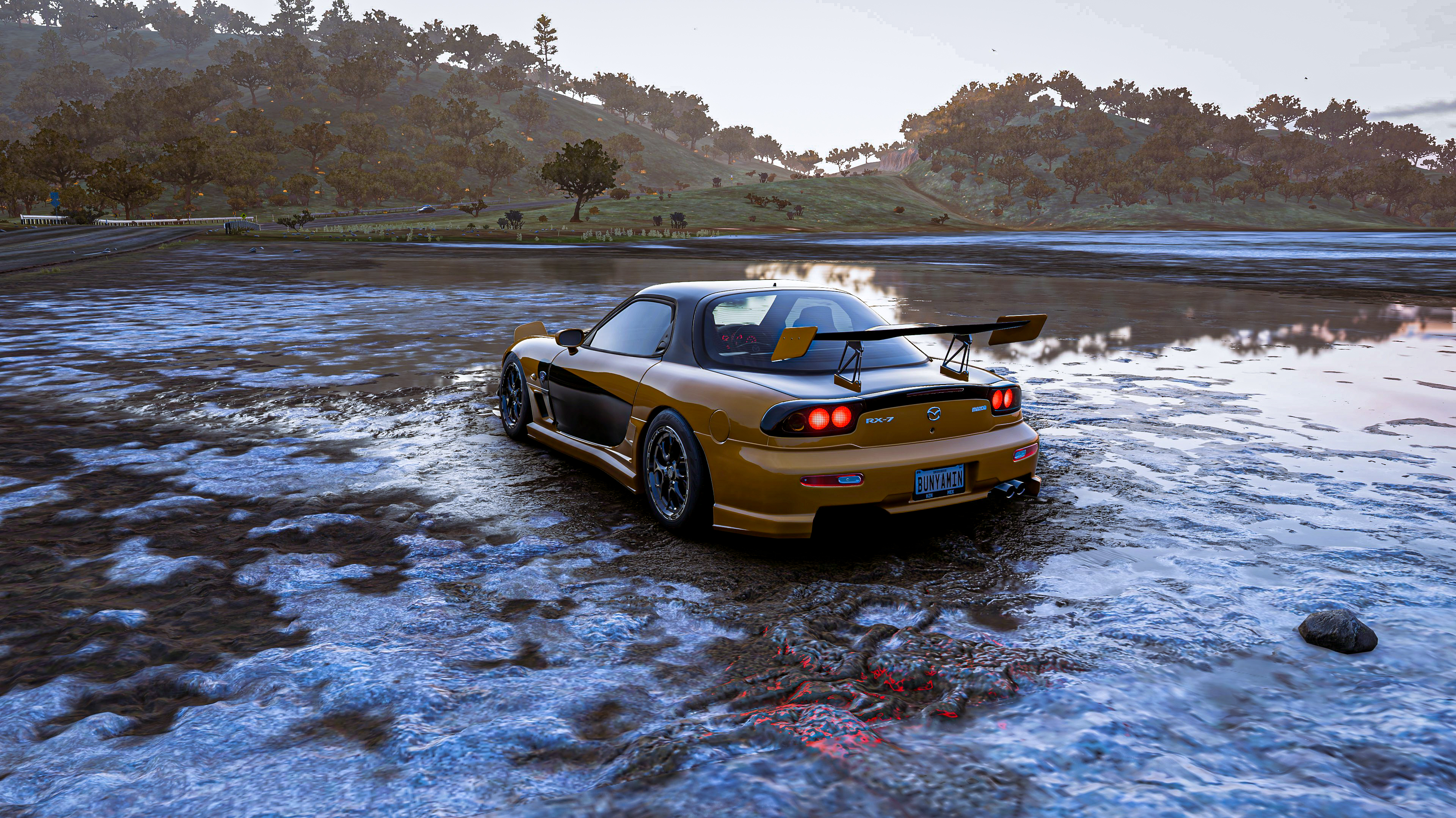 Mazda Mazda RX 7 Forza Horizon Forza Horizon 5 Forza Car Video Game Art Photorealistic Snow Lake Dri 3840x2160