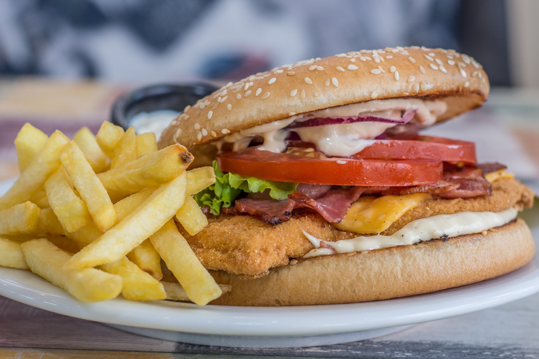 French Fries Lunch Meal Hamburger 2048x1365