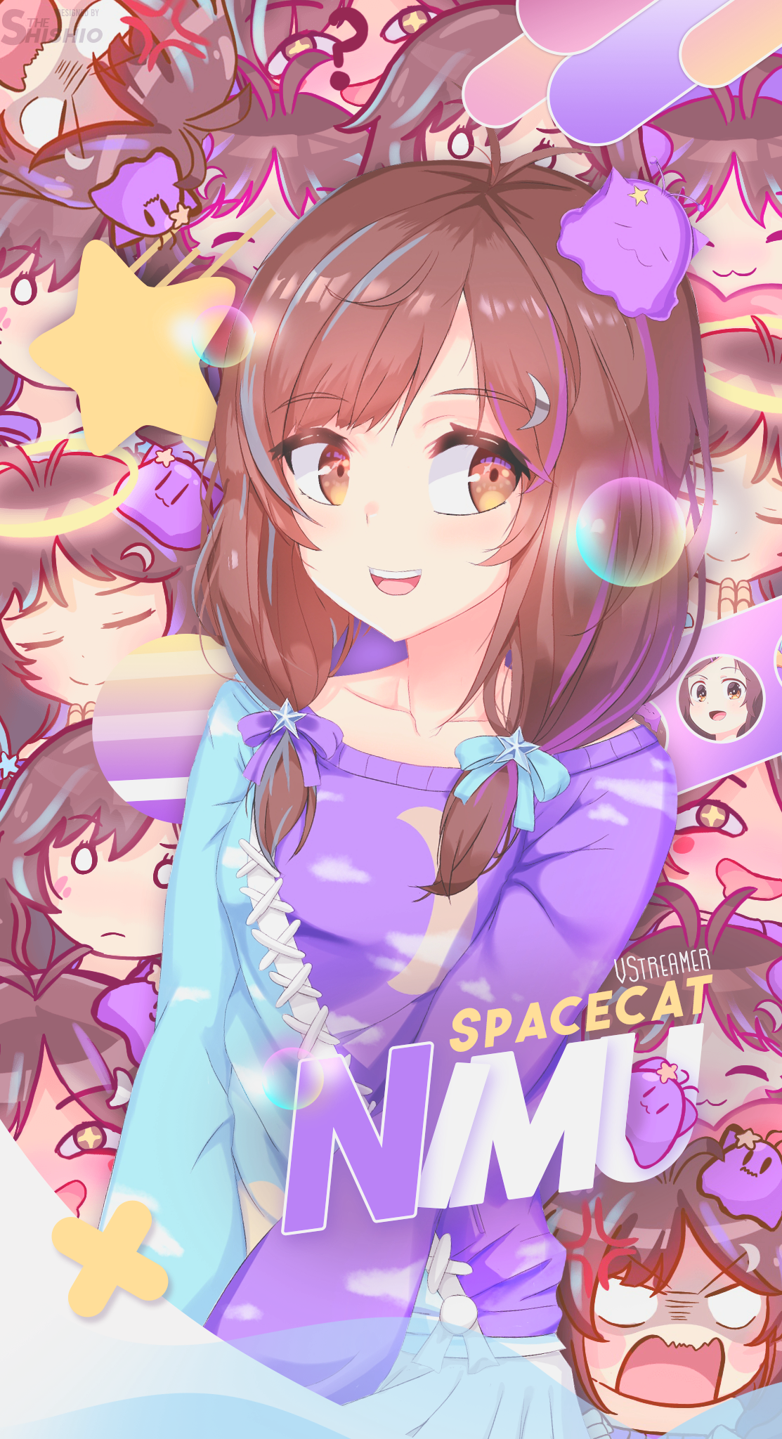 VStreamer Nimu Spacecat Chibi Collage Virtual Youtuber Shapes Anime Girls 1113x2048