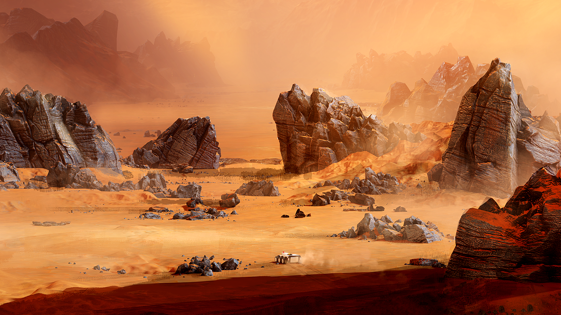 PC Gaming Video Games Mars Surviving Mars Red Planet Exploration Video Game Art Marsscape 1920x1080