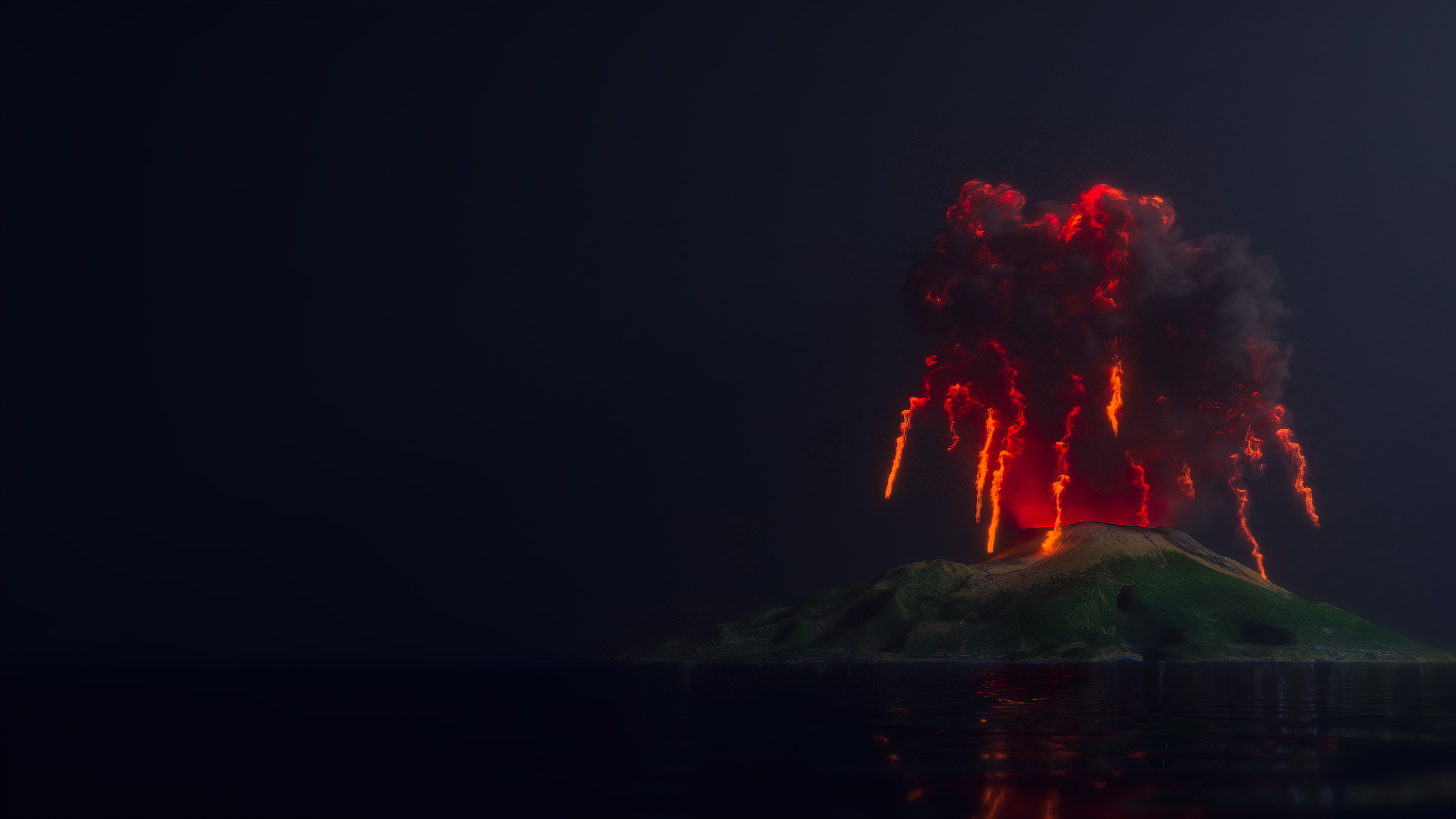 3D Graphics Digital Volcanic Eruption Volcano Reflection Nature 5760x3240