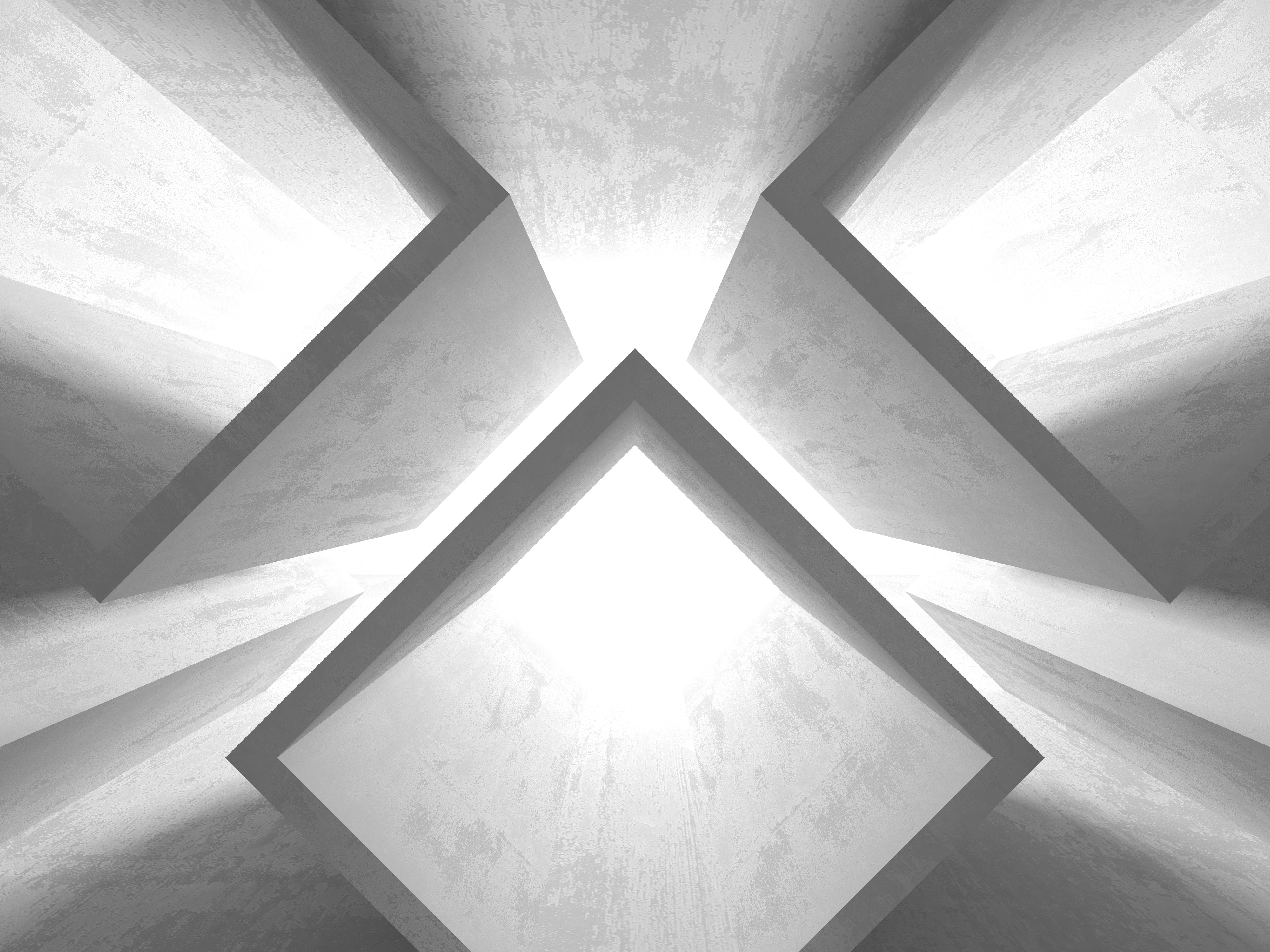 3D Abstract Modern Perspective Architecture Render Wall White Lights 4000x3000