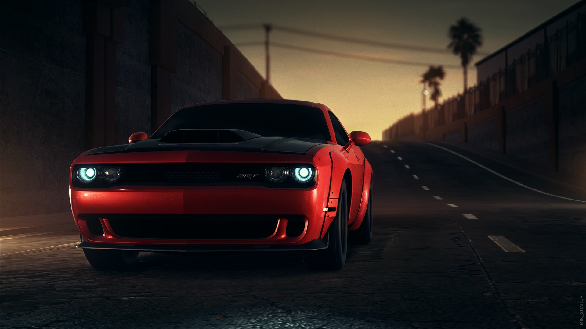 Dodge Challenger Dodge Car Red Car Muscle Car 1920x1080