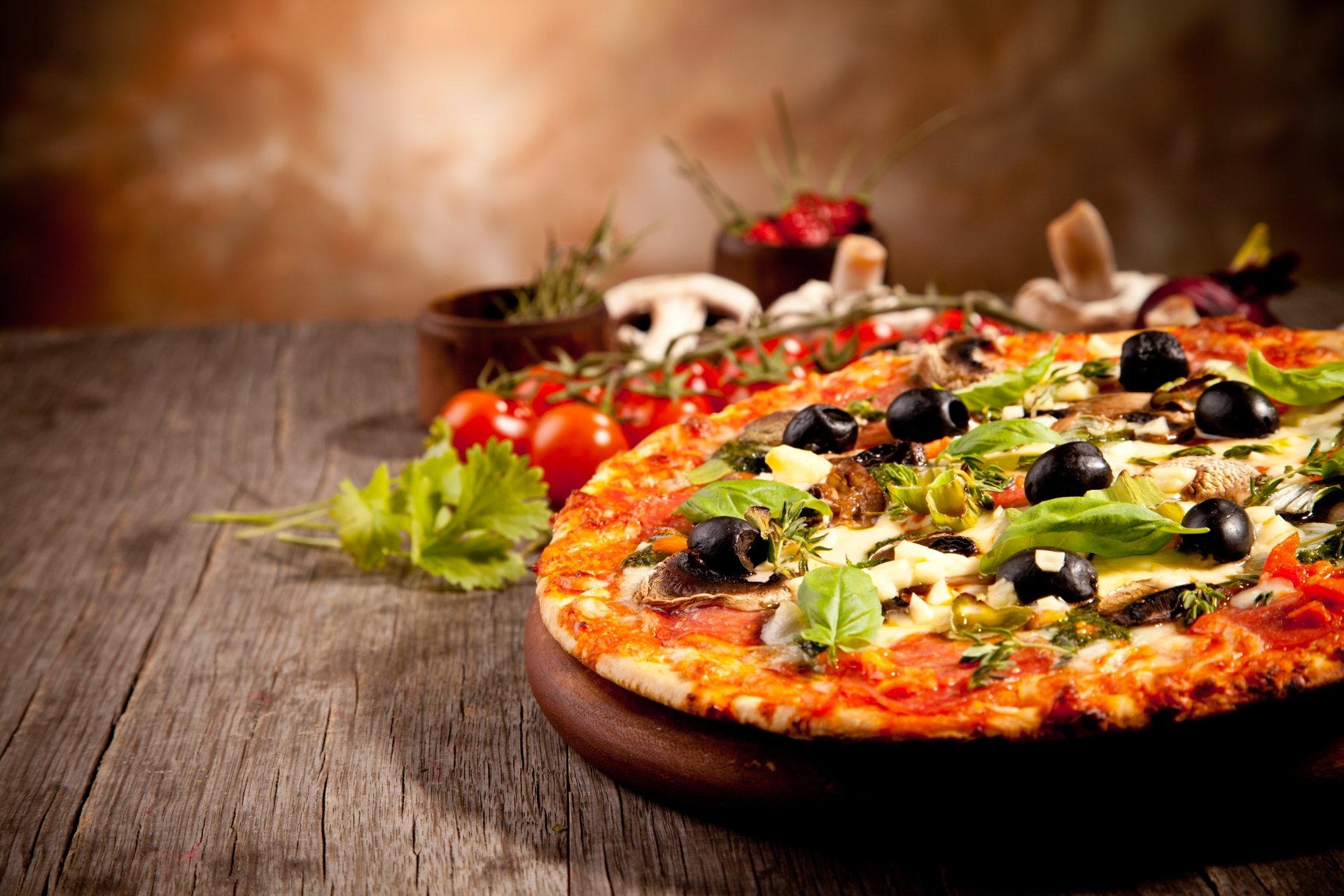 Food Pizza Olives Tomatoes 1920x1280