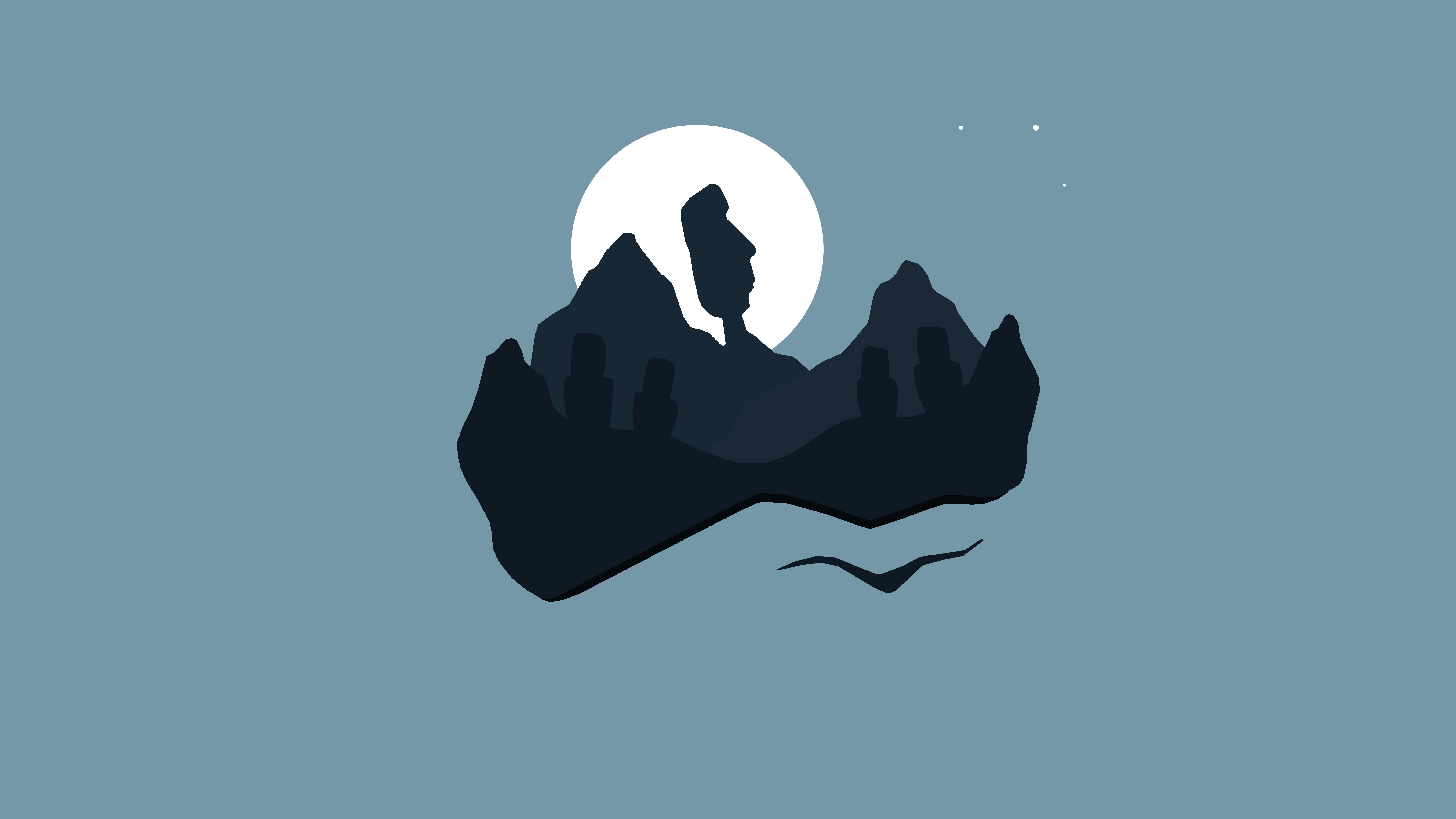 Moon Mountain Statue 7680x4320
