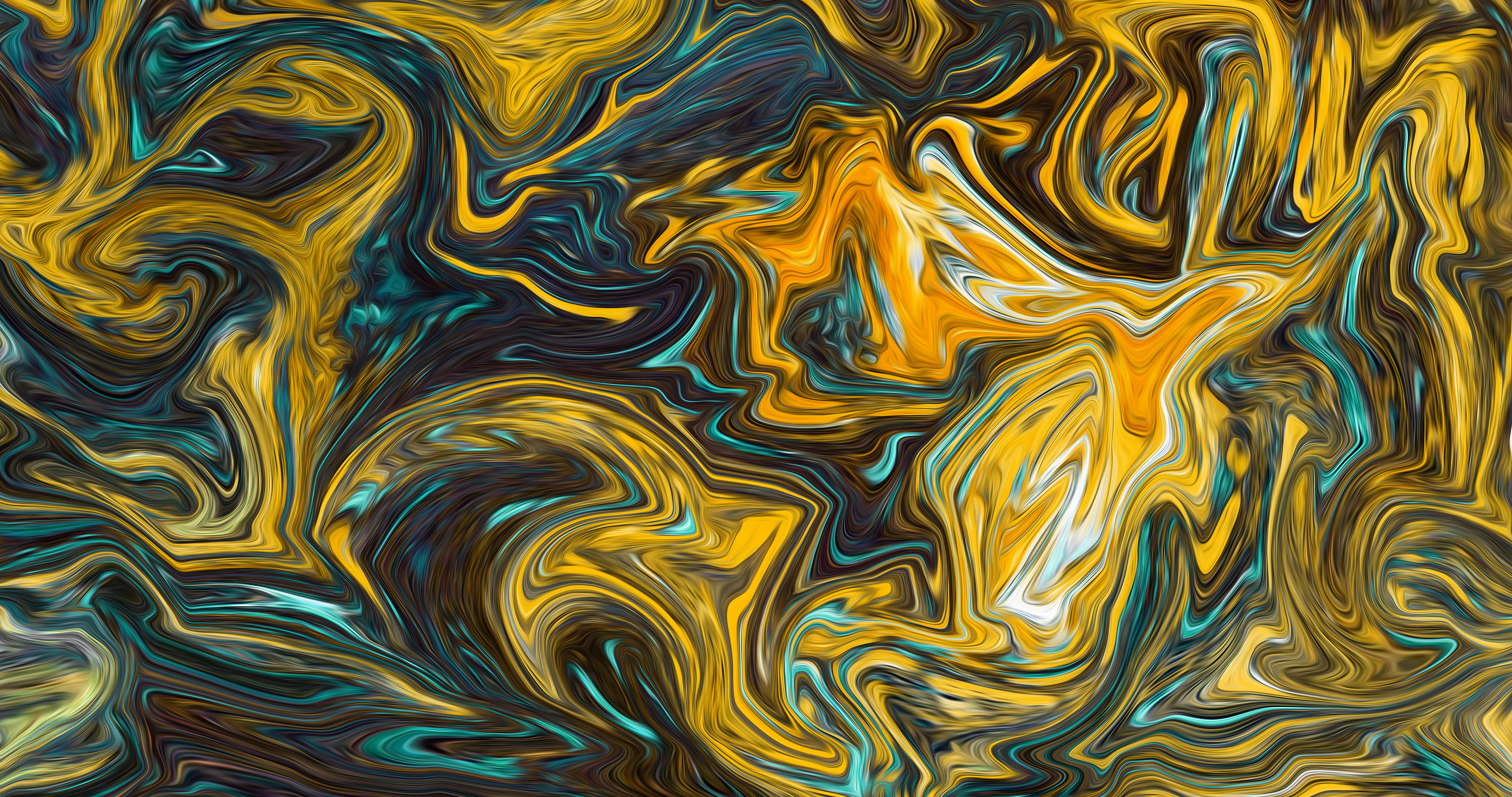 Abstract Fluid Liquid Colorful Artwork ArtStation Brush Paint Brushes Yellow Shapes XEBELiON 4096x2160