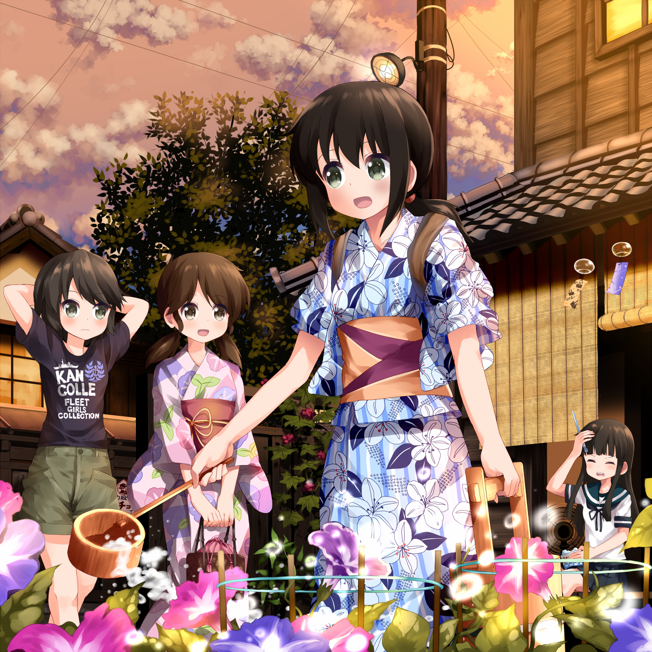 Anime Anime Girls Kantai Collection Fubuki KanColle Hatsuyuki KanColle Miyuki KanColle Shirayuki Kan 1300x1300