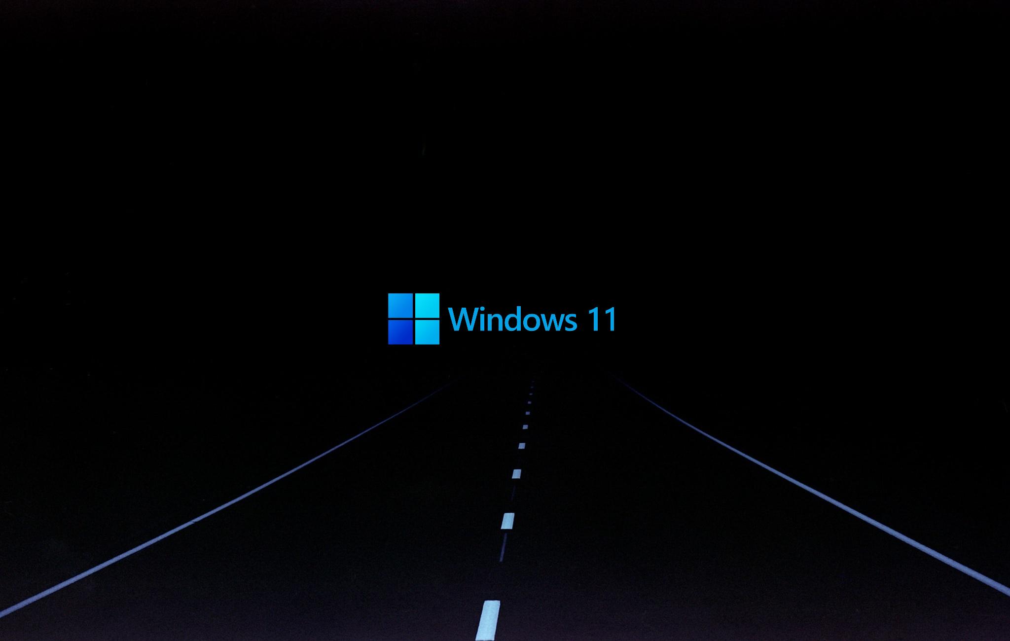 Operating System Logo Windows 11 Road Simple Background Minimalism Microsoft Windows 2048x1300
