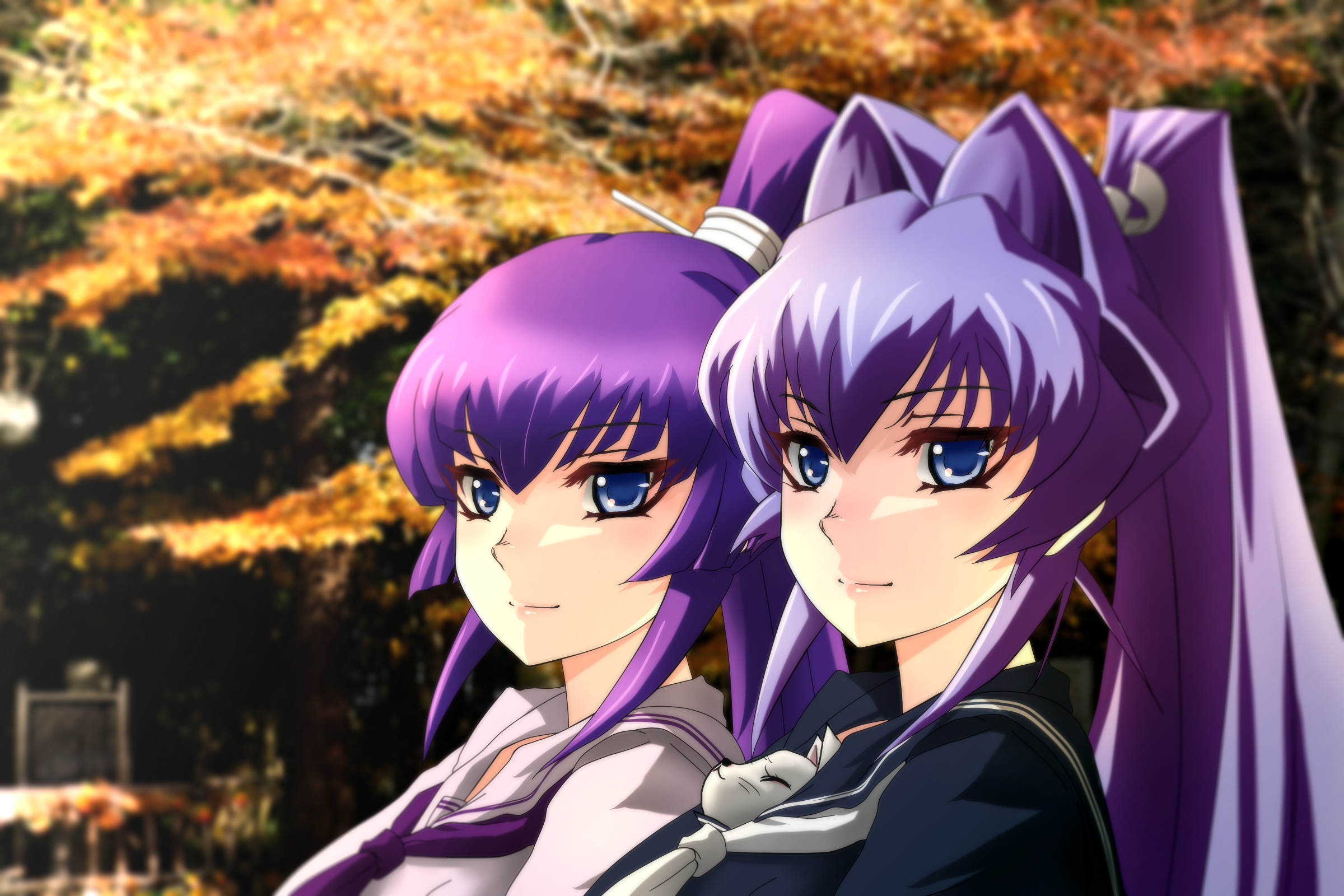 Anime Anime Girls Muv Luv Muv Luv Alternative Ponytail Purple Hair Mitsurugi Meiya Koubuin Yuuhi Twi 2400x1600