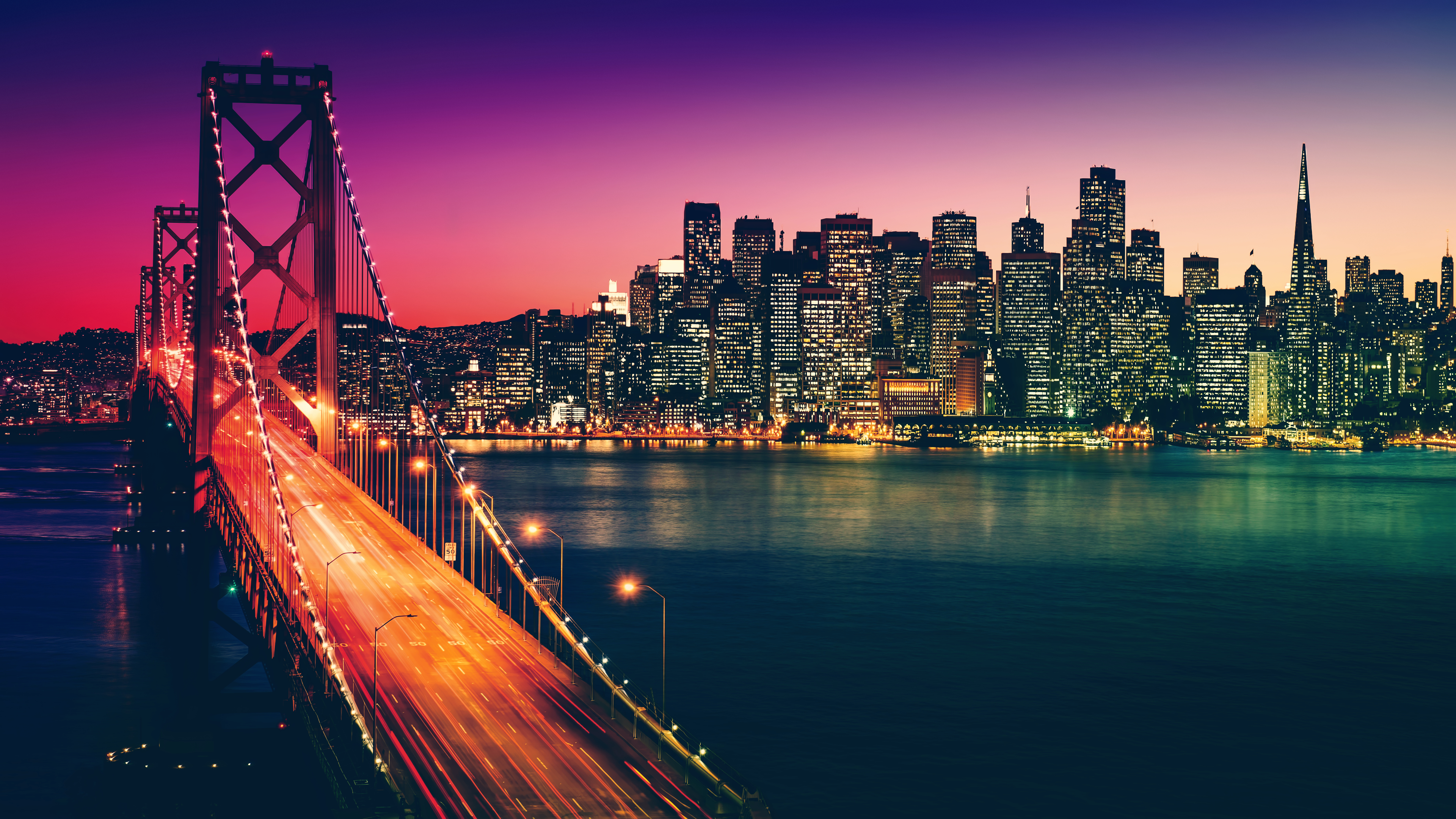 San Francisco California Cityscape Sunlight Sunset 3840x2160
