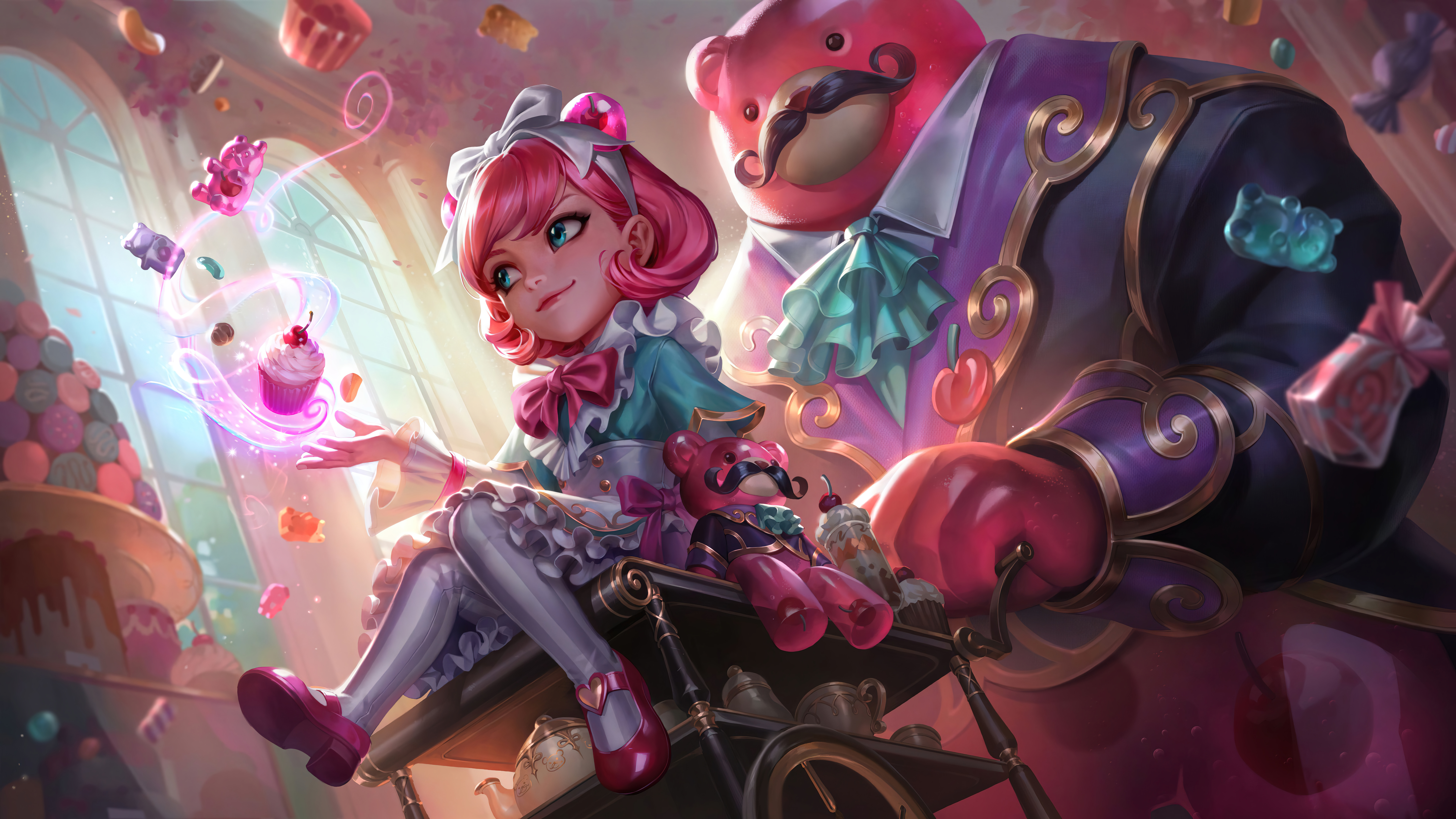 Cafe Cuties Annie Annie League Of Legends 4K GZG Digital Art League Of Legends Riot Games Teddy Bear 7680x4320