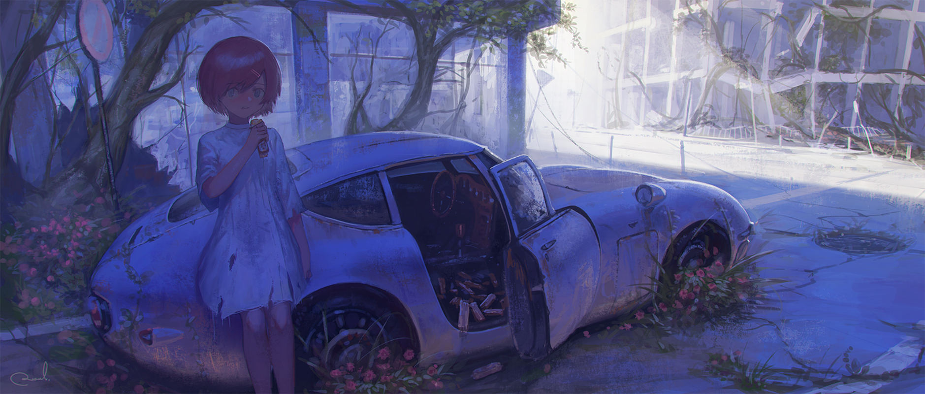 Anime Anime Girls Reoen Ruin Toyota 2000GT 1879x800