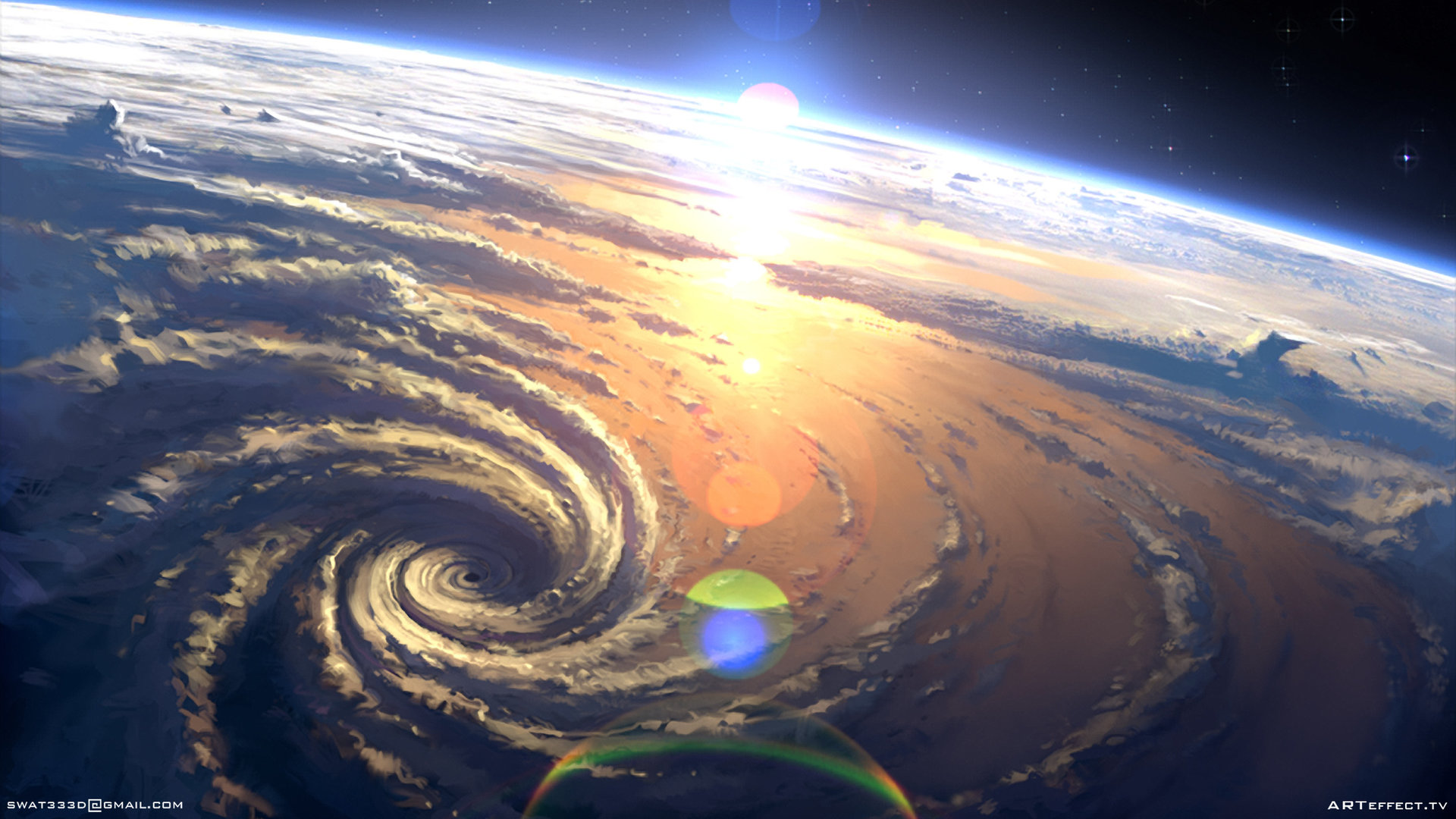 Artwork Space Earth Planet Hurricane 1920x1080