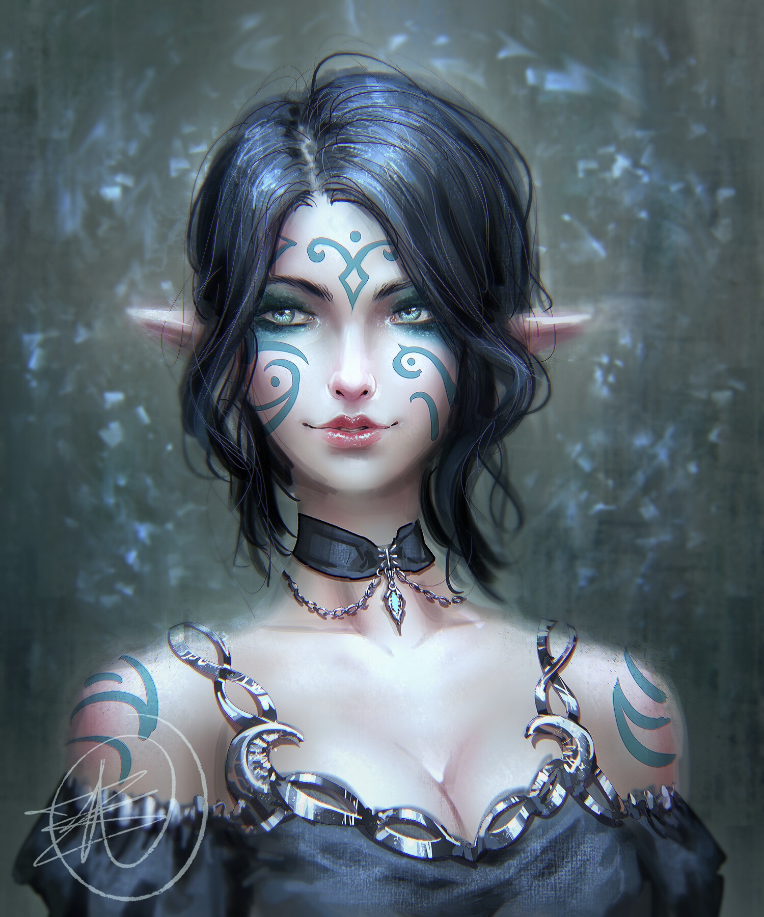 Artwork Fantasy Art Women Elves Dark Hair Elf Ears 1500x1800