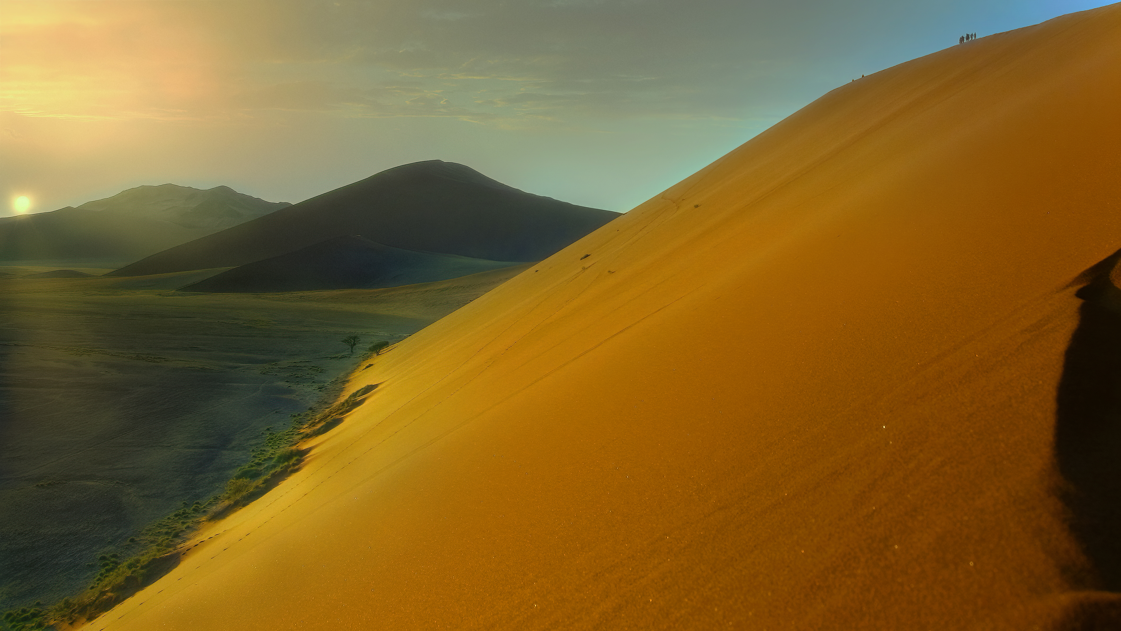 Dunes Peacefull Namibia Sossusvlei Desert Sunset Glowing 3839x2160