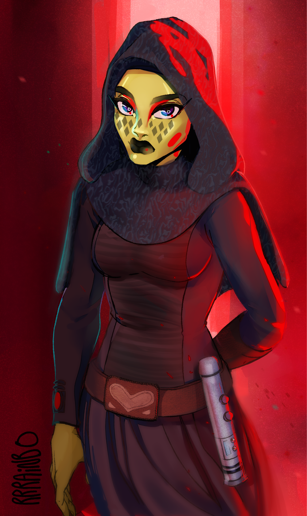 Star Wars Jedi The Clone Wars Mirialan Barriss Offee Lightsaber Red Background Simple Background 1000x1682
