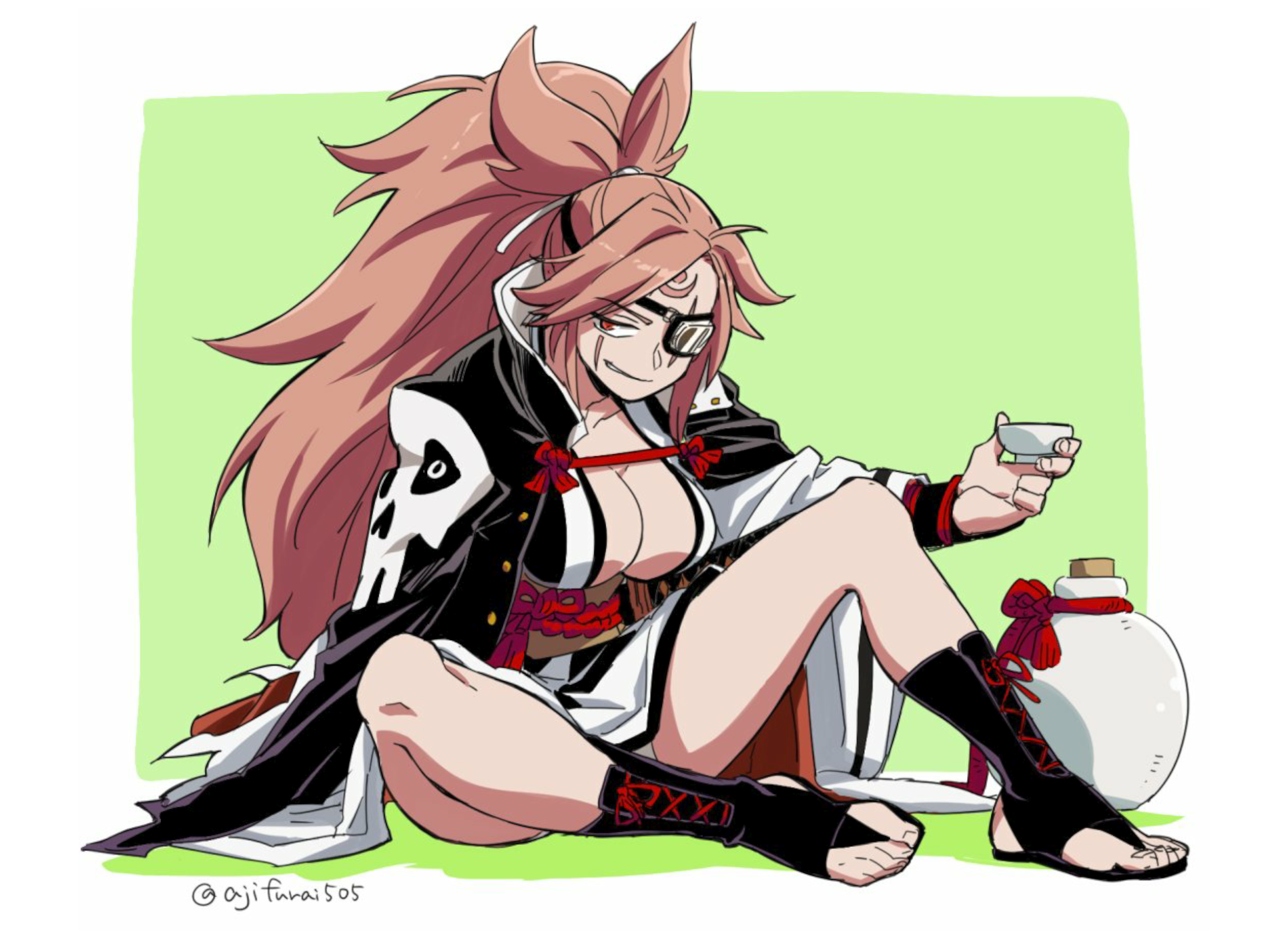 Baiken Guilty Gear Guilty Gear Strive Pink Hair Ajifurai Samurai Anime Girls Anime Games Sake 2560x1865