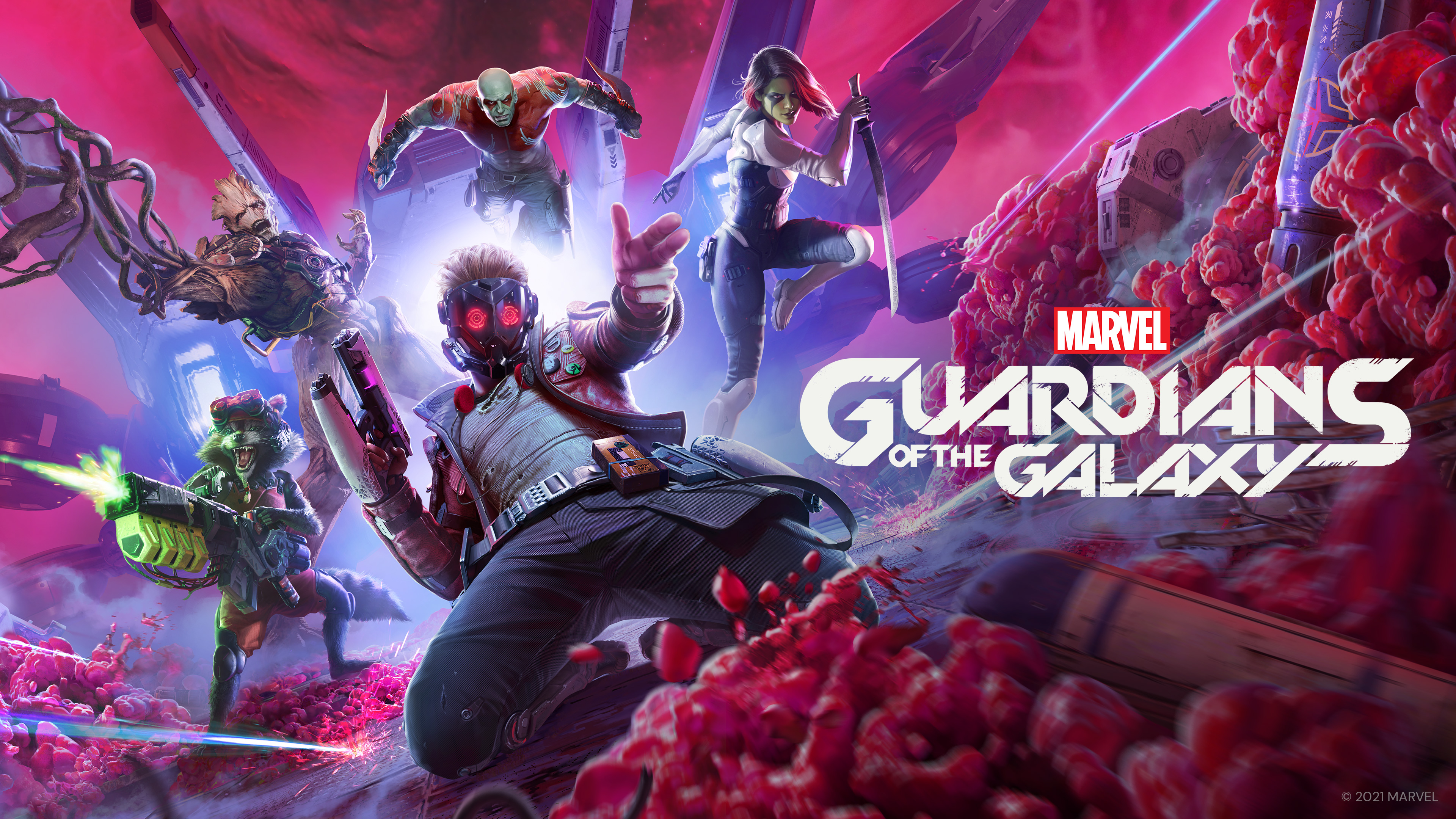Guardians Of The Galaxy Game Marvel Comics Star Lord Gamora Drax The Destroyer Groot Rocket Raccoon  3840x2160