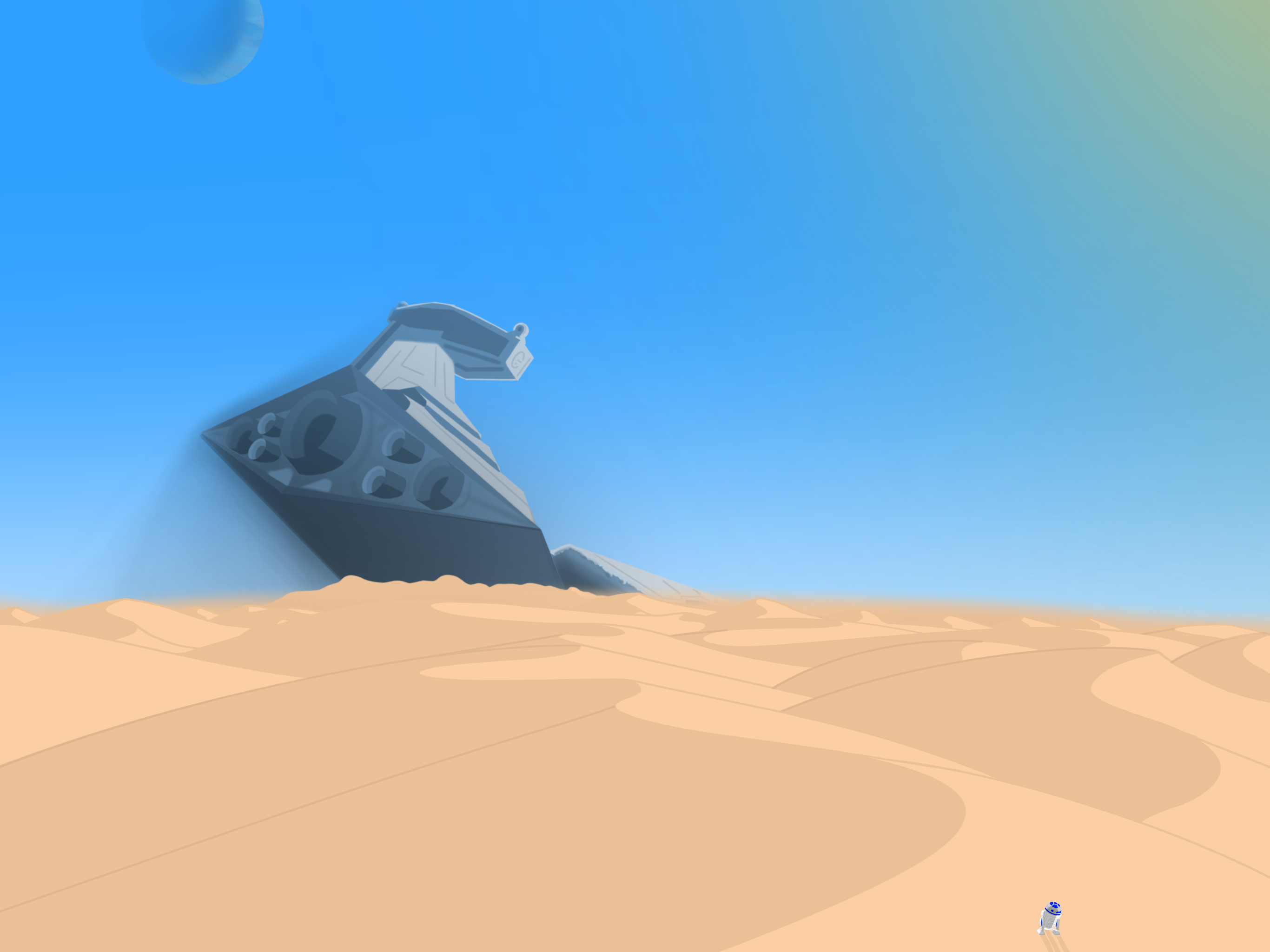 Star Wars Ships Star Wars Drawing Star Destroyer Landscape R2 D2 Desert 2732x2048