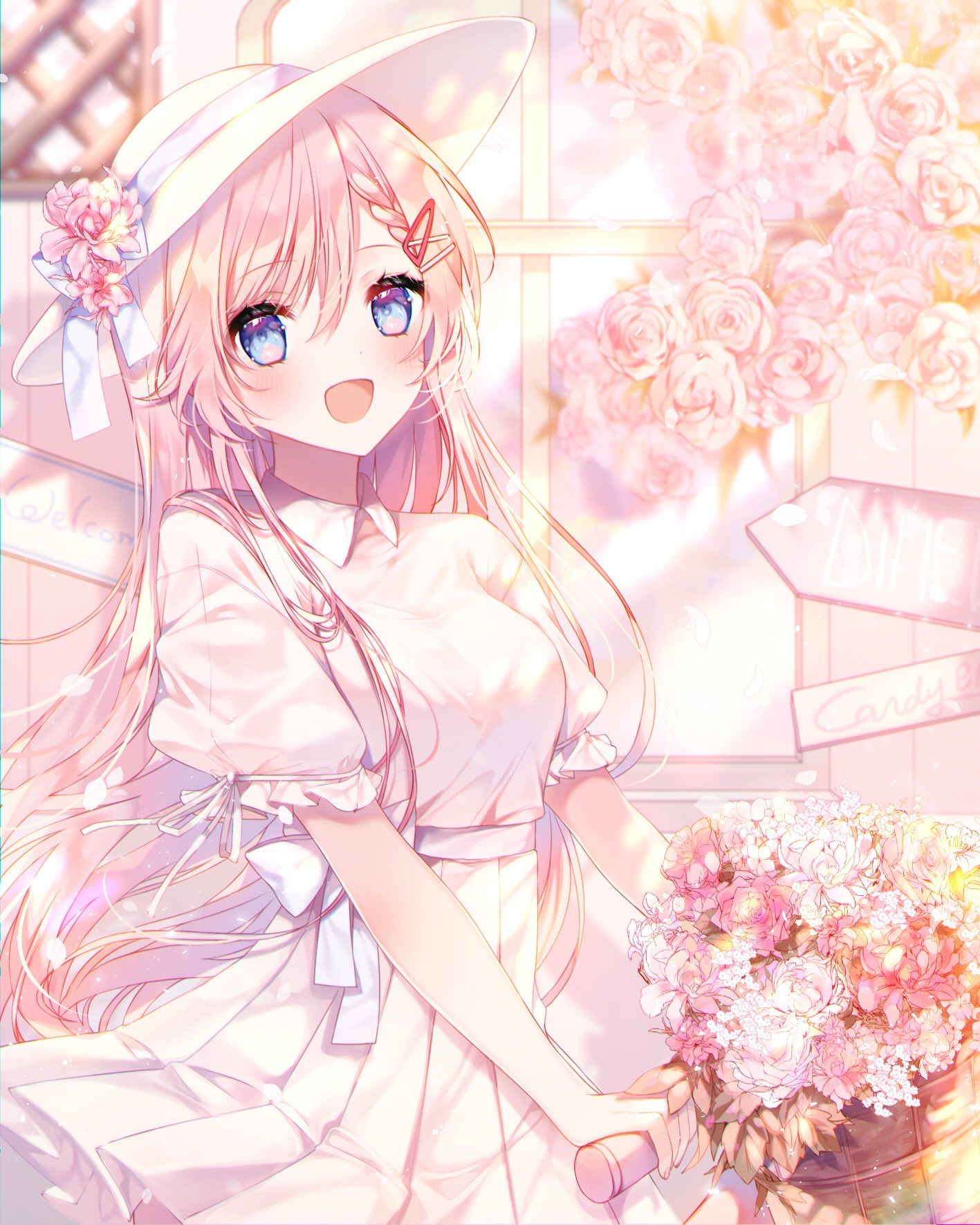anime girl pink lace dress on white - AI Photo Generator - starryai