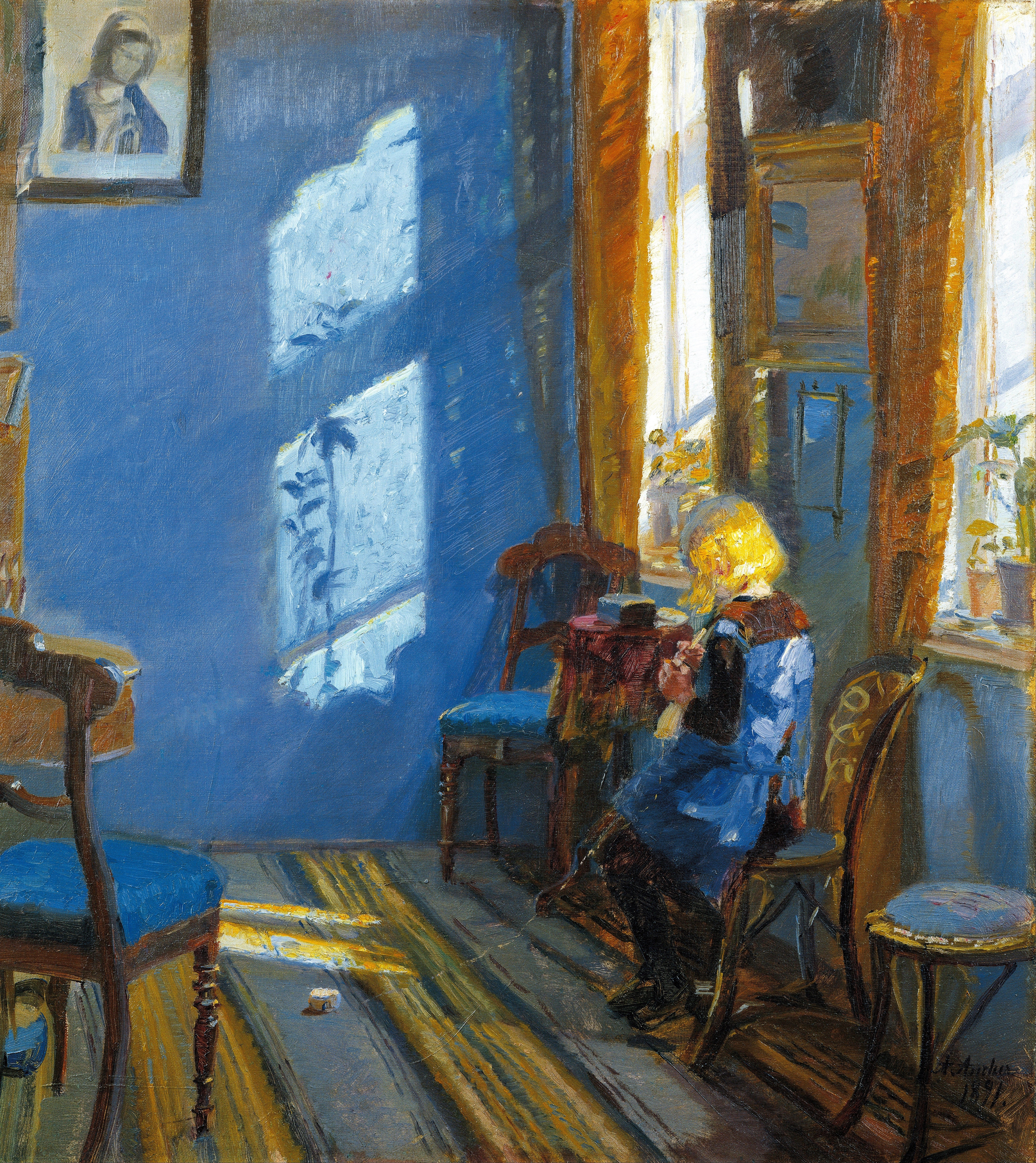 Artwork Painting Blue Sunlight Chair 5170x5804
