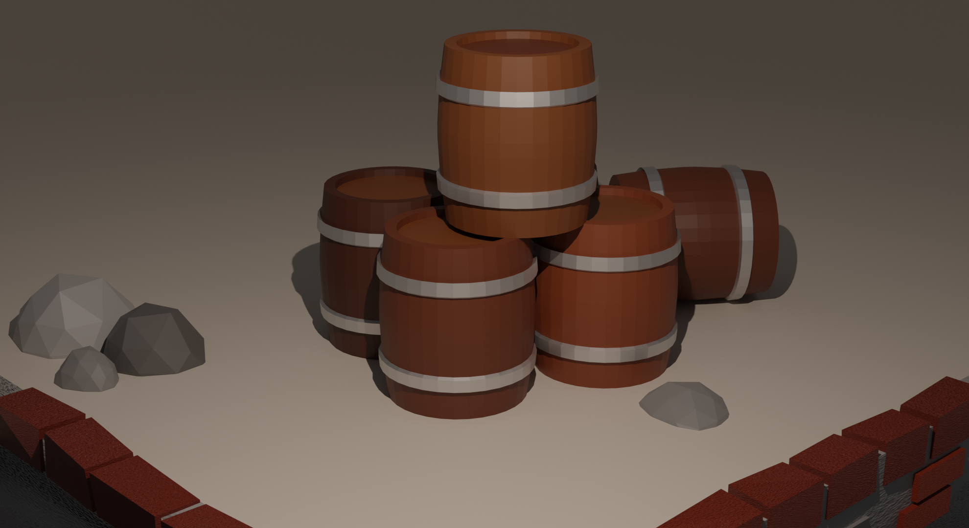 Barrels Blender 3D Render 1980x1080