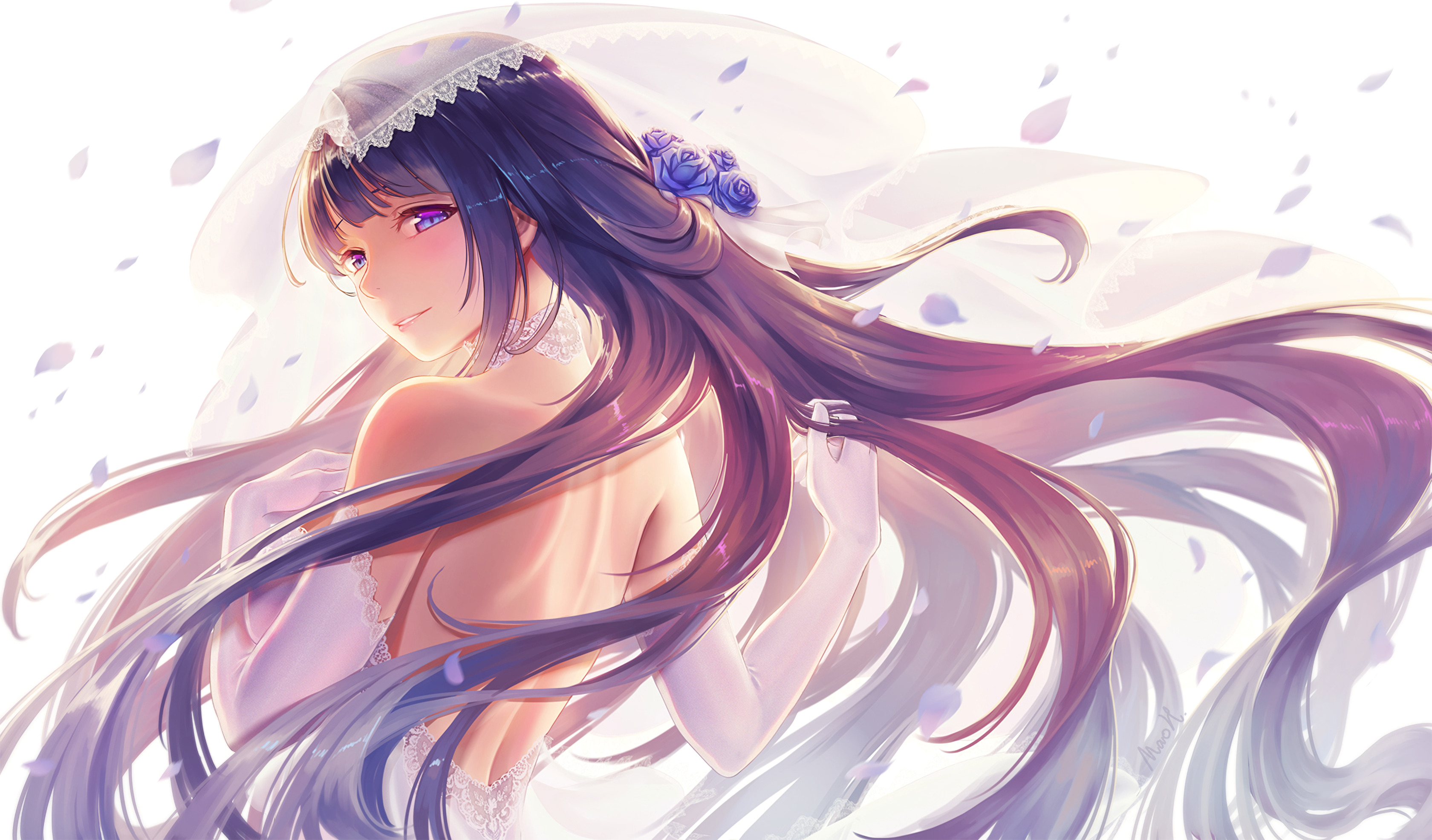 Anime Girls Long Hair Wedding Dress Bridal Veil Honkai Honkai Impact 3rd Raiden Mei Ulquiorra0 3360x1972