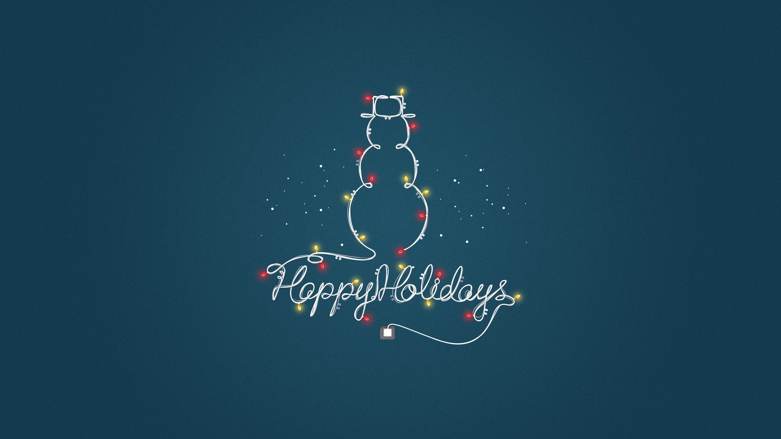 Christmas Lights Snowman Minimalist Happy Holidays Blue 2560x1440