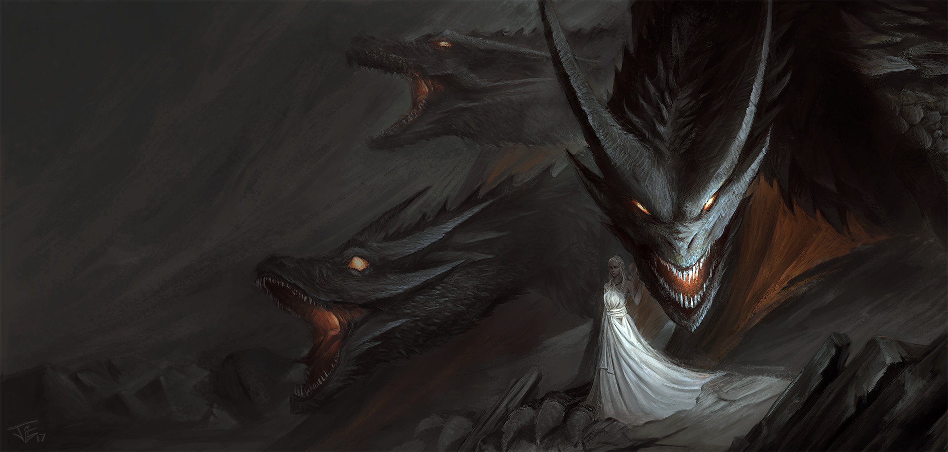 Artwork Fantasy Art Game Of Thrones Daenerys Targaryen Dragon 1887x900