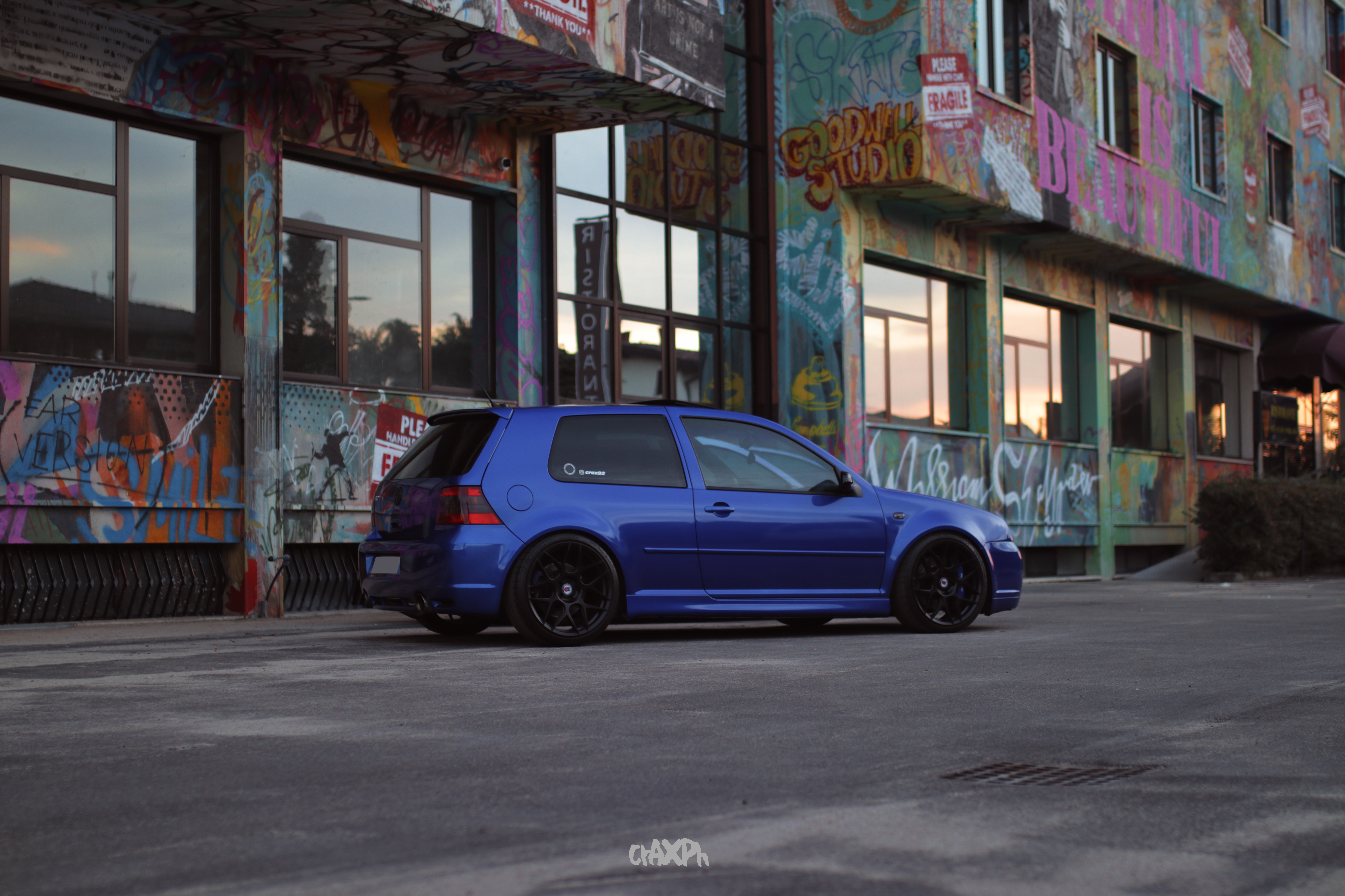 Volkswagen Golf Car Urbex Graffiti Reflection Watermarked 6000x4000