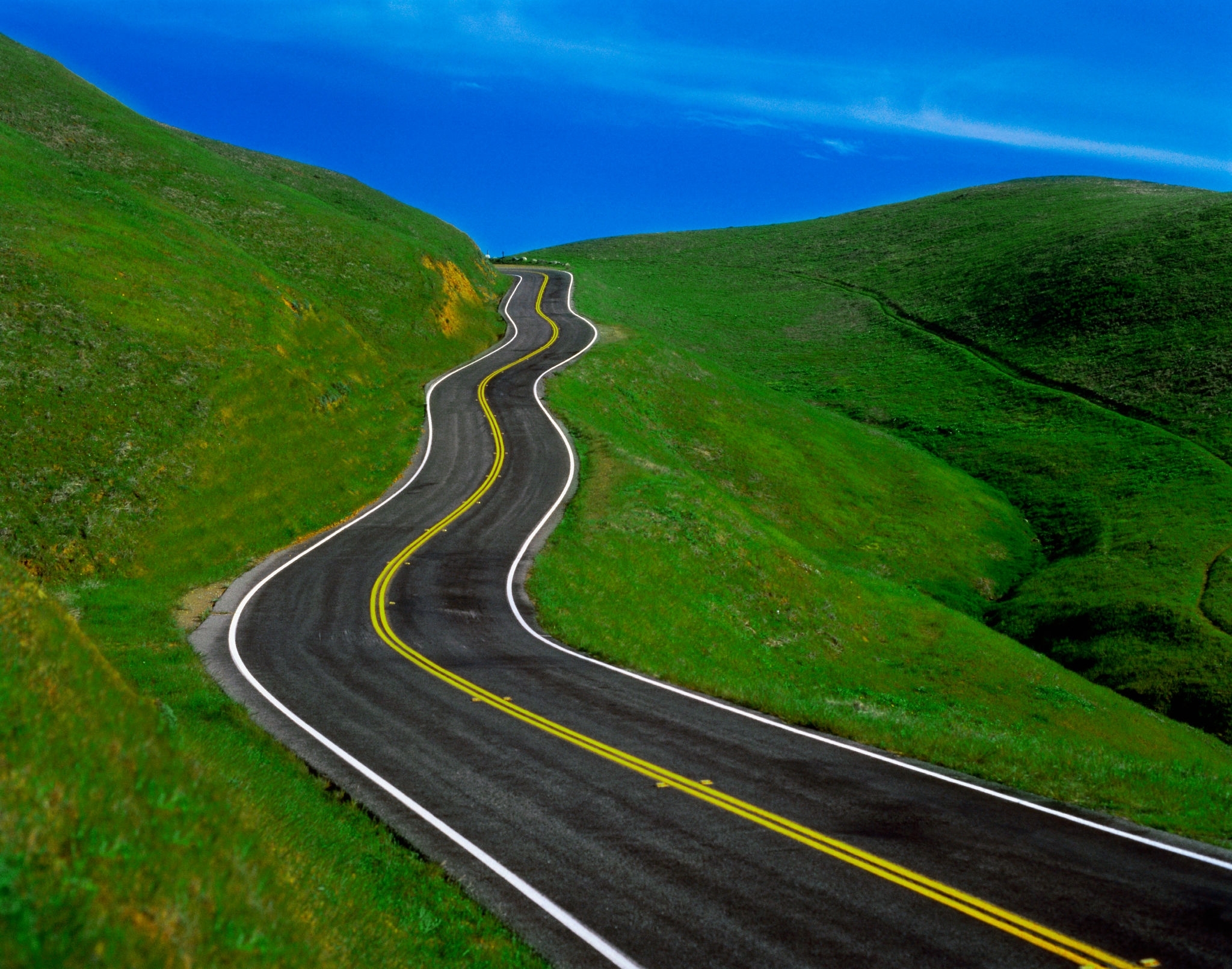 Highway Charles ORear Mount Tamalpais USA Road California Sky Grass 2048x1610