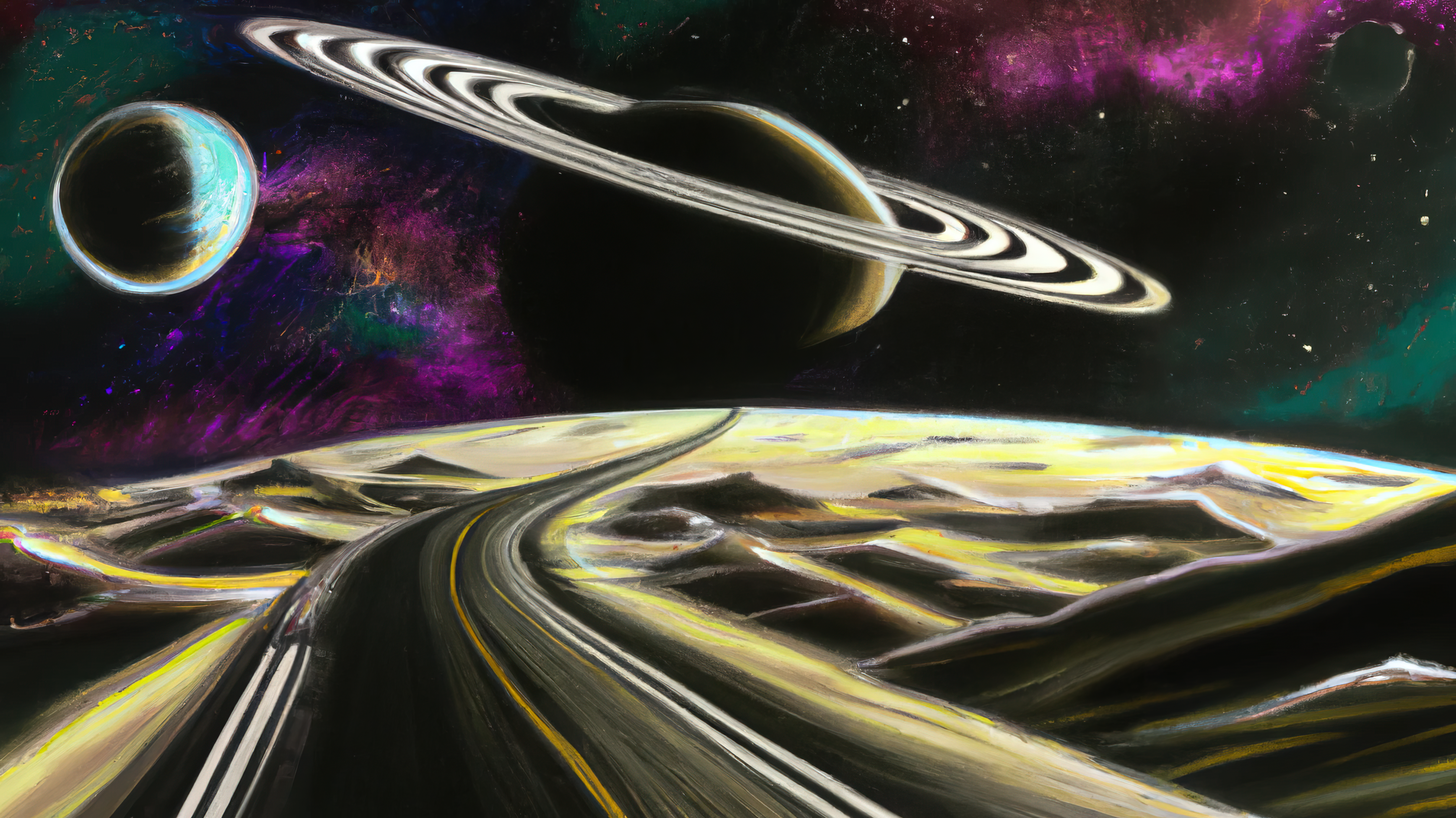 Ai Art Ai Painting Painting Landscape Surreal Space Saturn Rings Of Saturn Alien World Planet Space  3840x2160