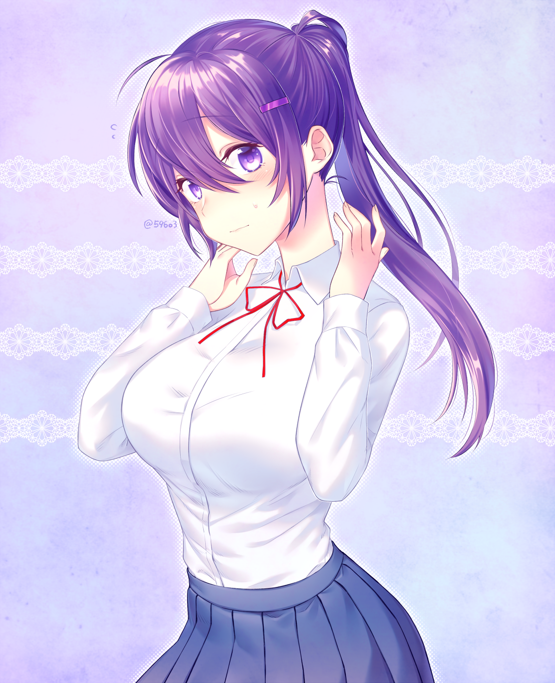 Anime Anime Girls Doki Doki Literature Club Yuri Doki Doki Literature Club Long Hair Purple Hair Sol 1109x1364