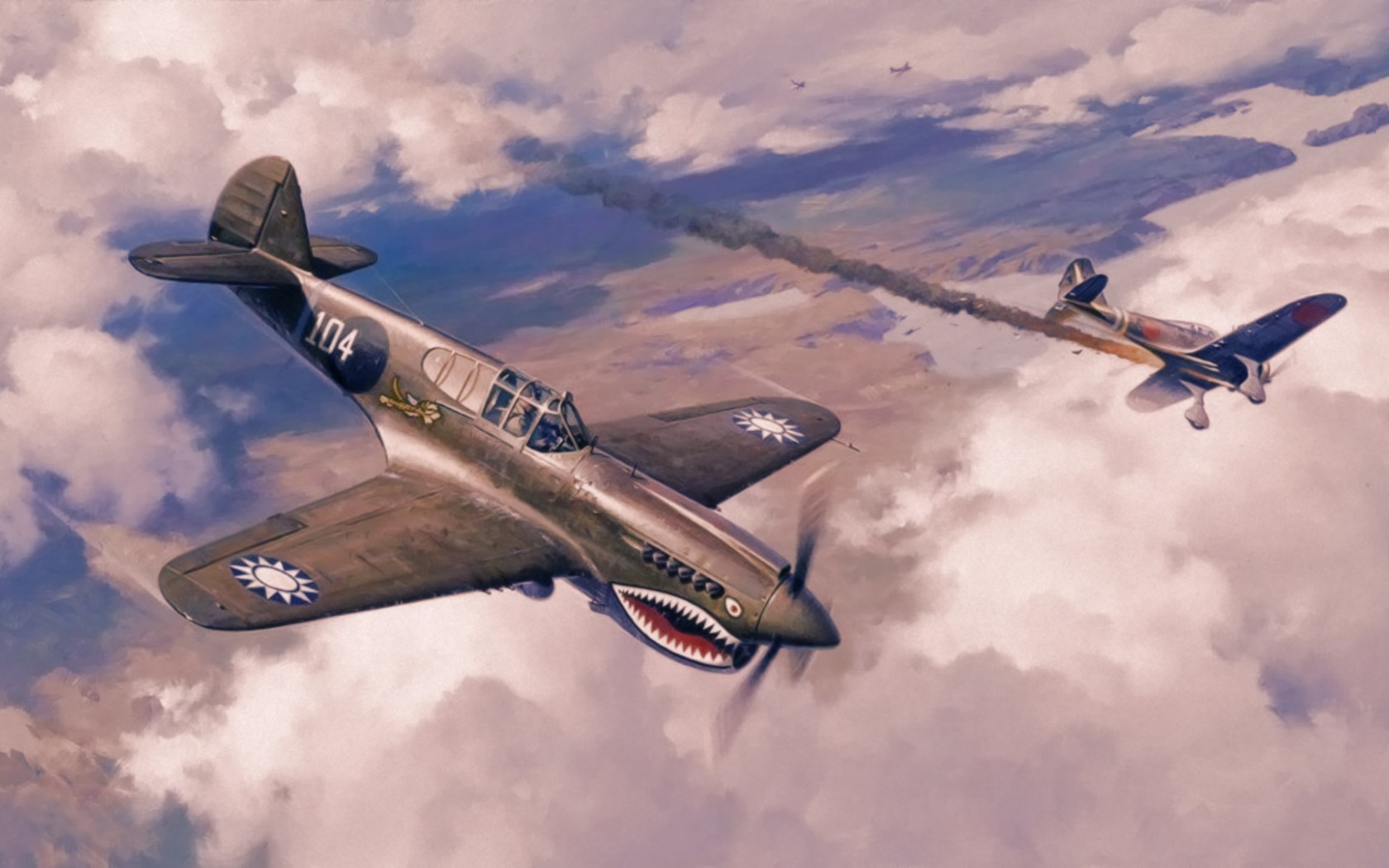 World War Ii War Airplane Aircraft Curtiss P 40 Warhawk 1680x1050