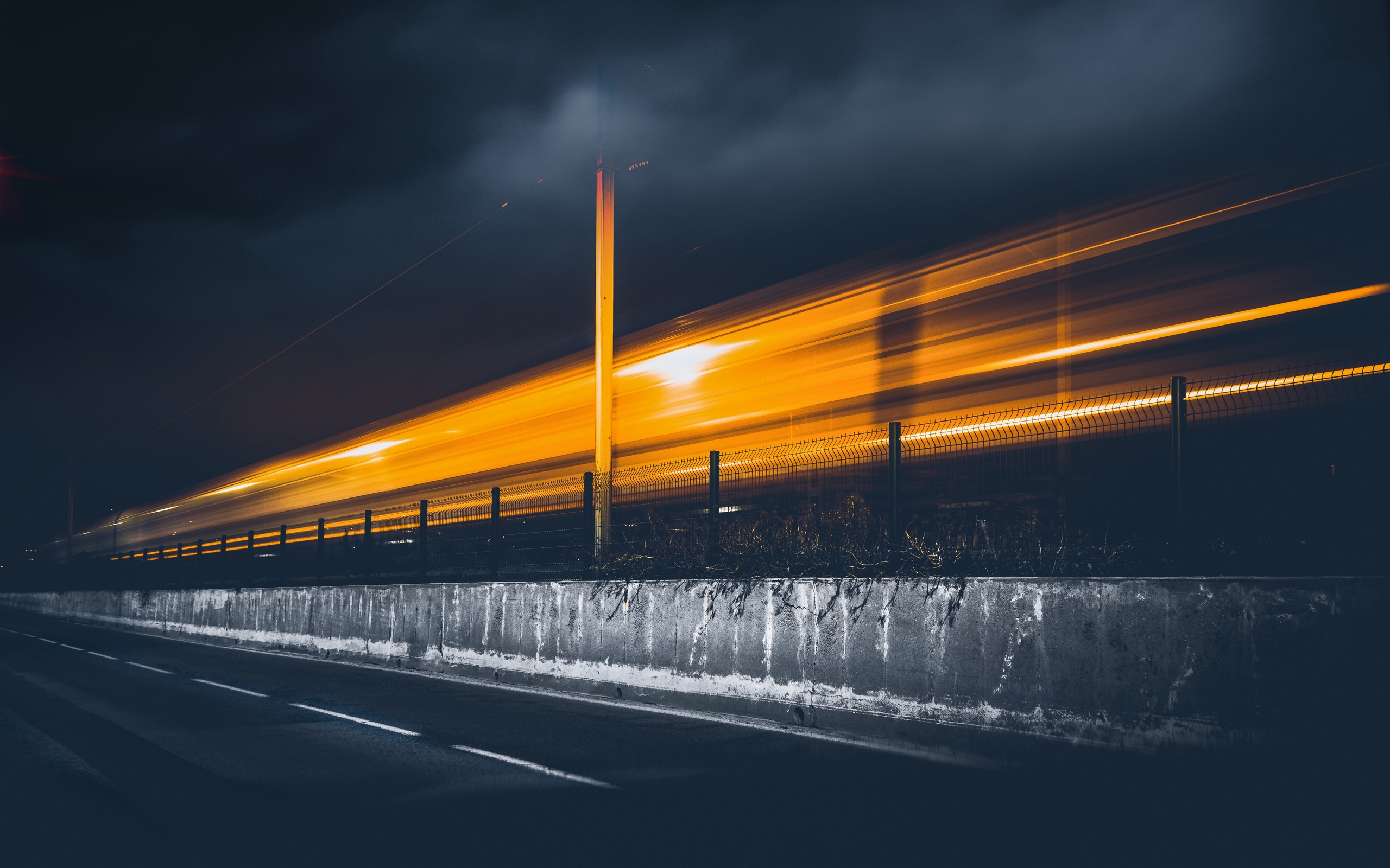 Photography Abstract Long Exposure Train Road Light Trails 2560x1600