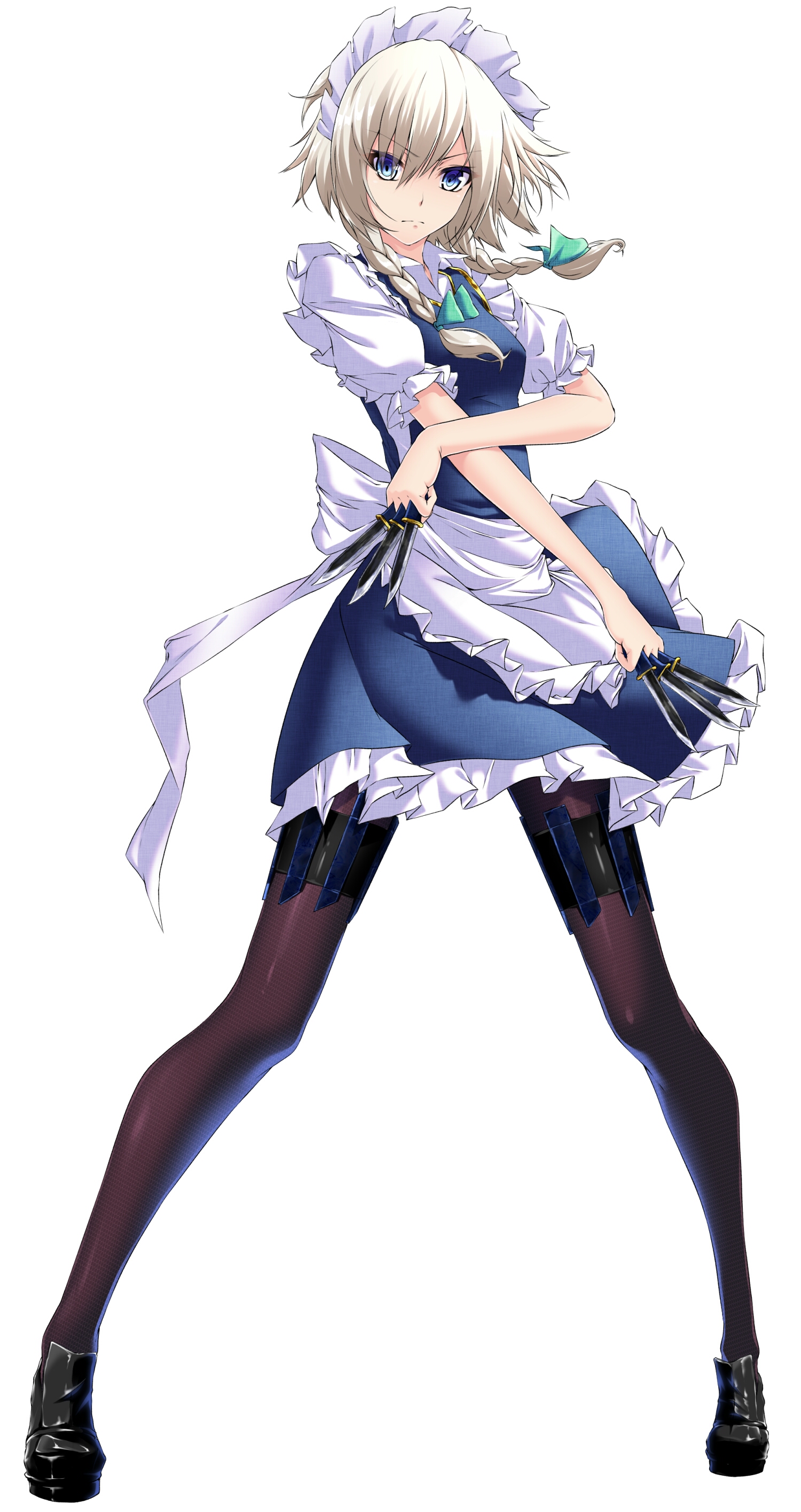 Anime Anime Girls Touhou Izayoi Sakuya Portrait Display Twintails Maid Maid Outfit White Background  1500x2830