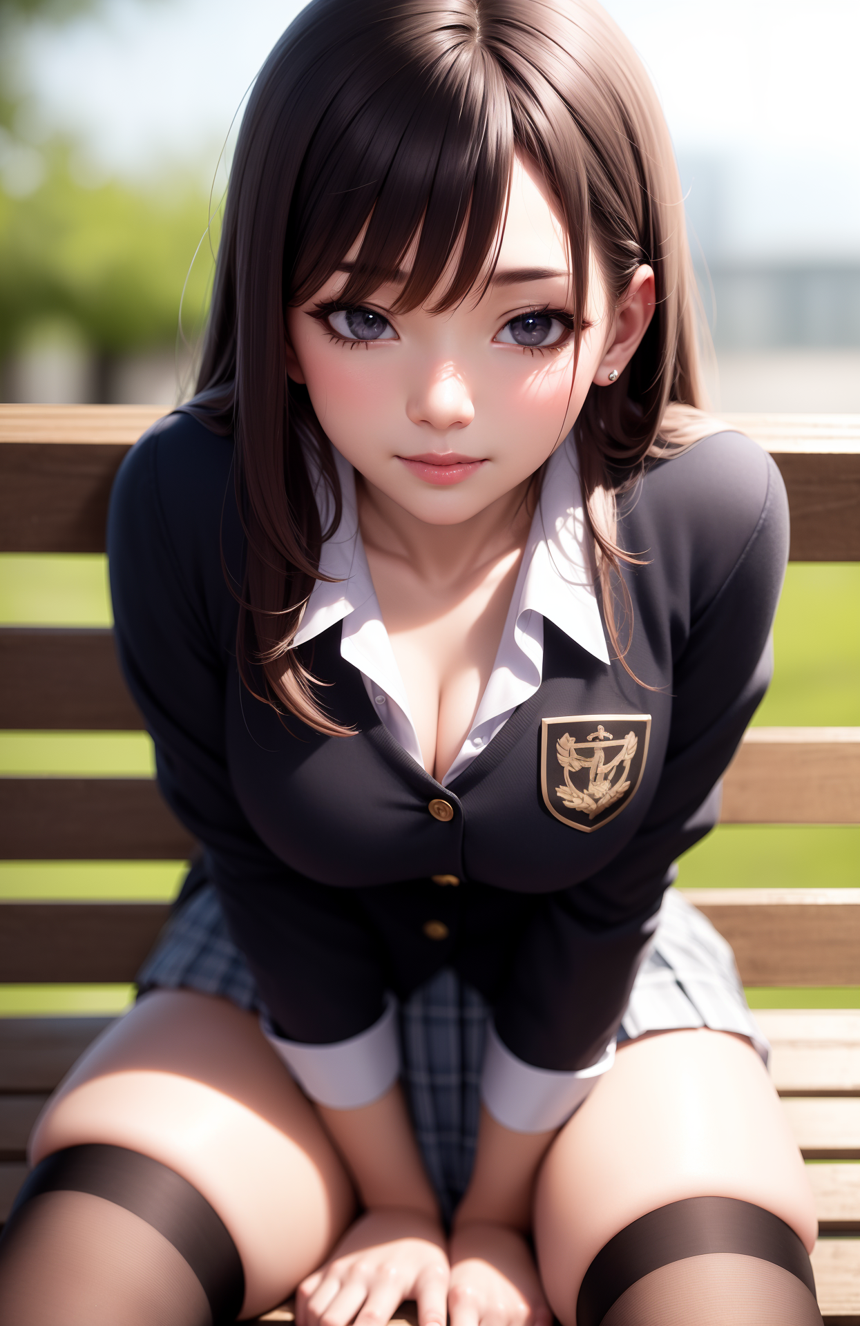 Anime Girls Anime JK School Uniform Sweater Brunette Realistic Ai Art Stable Diffusion Artwork Schoo 1245x1920