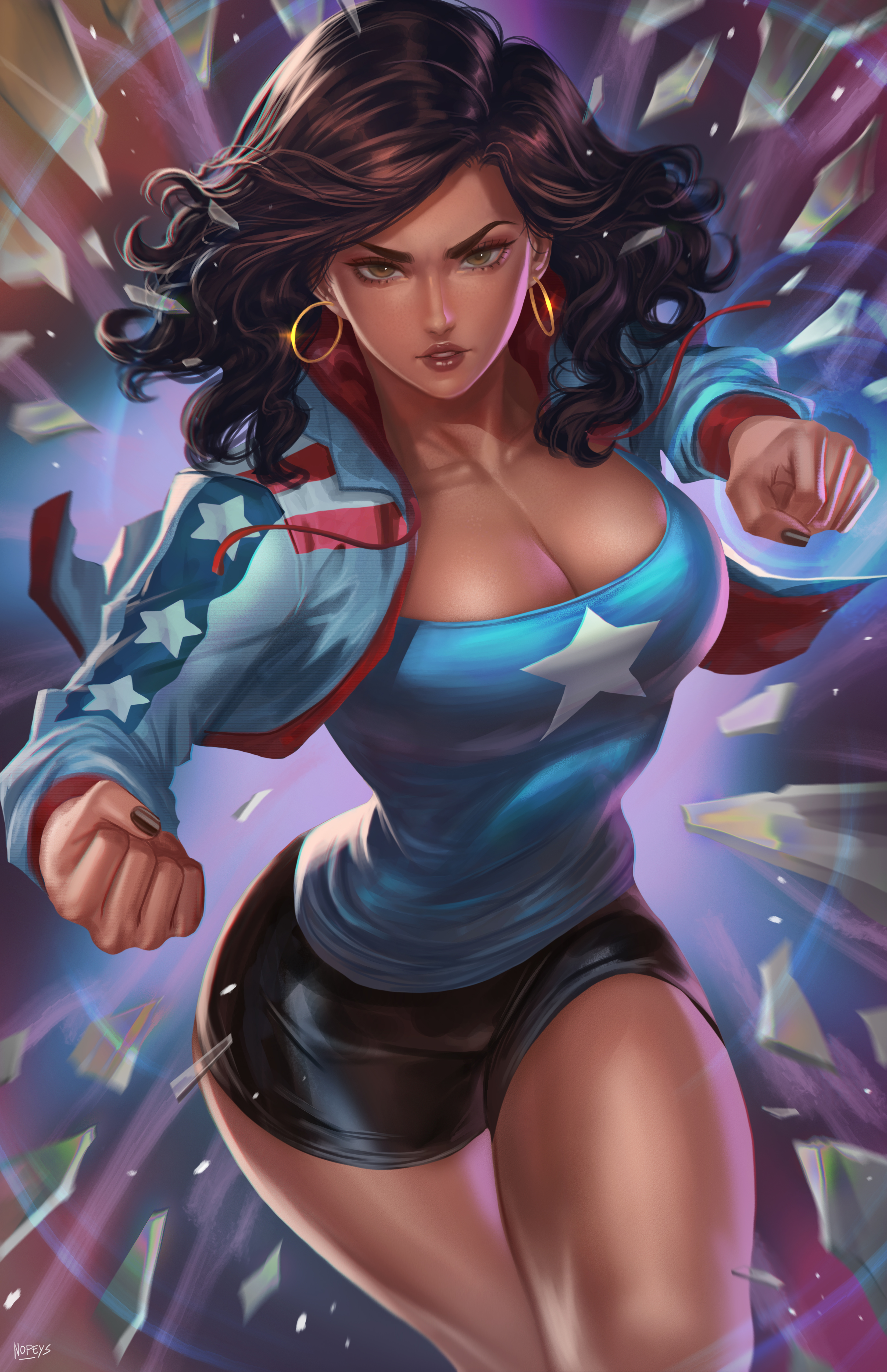 America Chavez Marvel Comics Fictional Character 2D Artwork Drawing Fan Art Jacket T Shirt Shorts 3300x5100