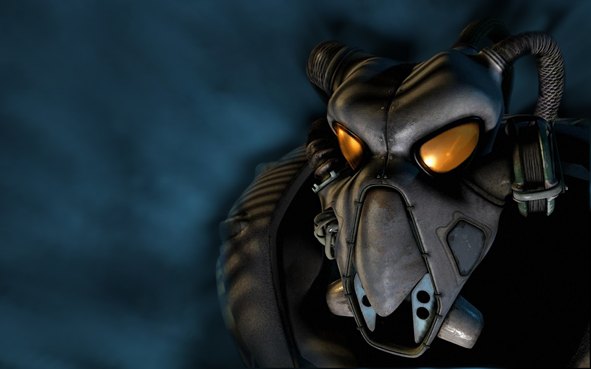 Fallout 2 Video Games Mask Blue Background Simple Background Video Game Characters Minimalism 1920x1200