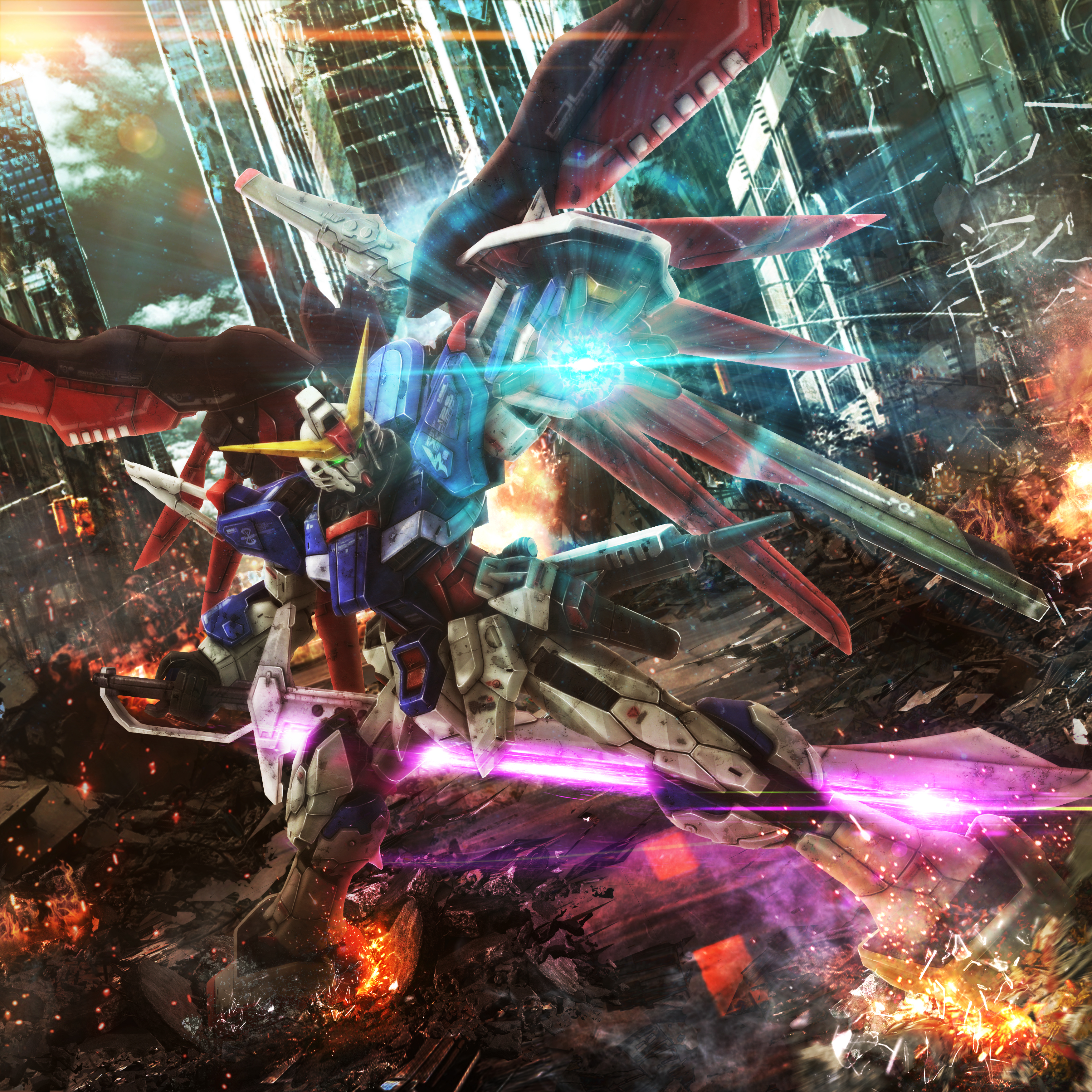 Super Robot Taisen Destiny Gundam Gundam Mobile Suit Gundam SEED Destiny Anime Mechs Artwork Digital 3500x3500