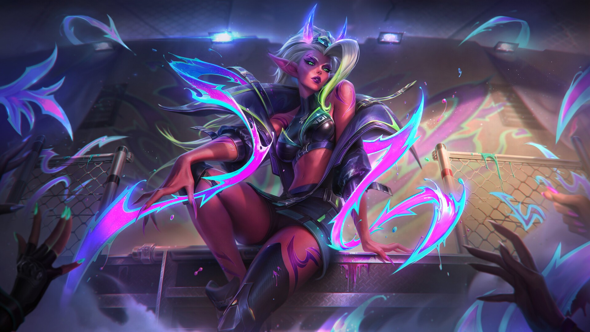 Pandart Studio Drawing Zyra League Of Legends Pink Magic Glowing Horns Video Game Art Digital Art 1920x1080