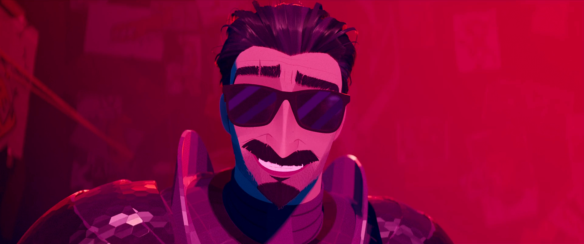 Animated Movie Cartoon Nimona Glasses HUMOR Moustache Beard Film Stills Smiling 1920x804