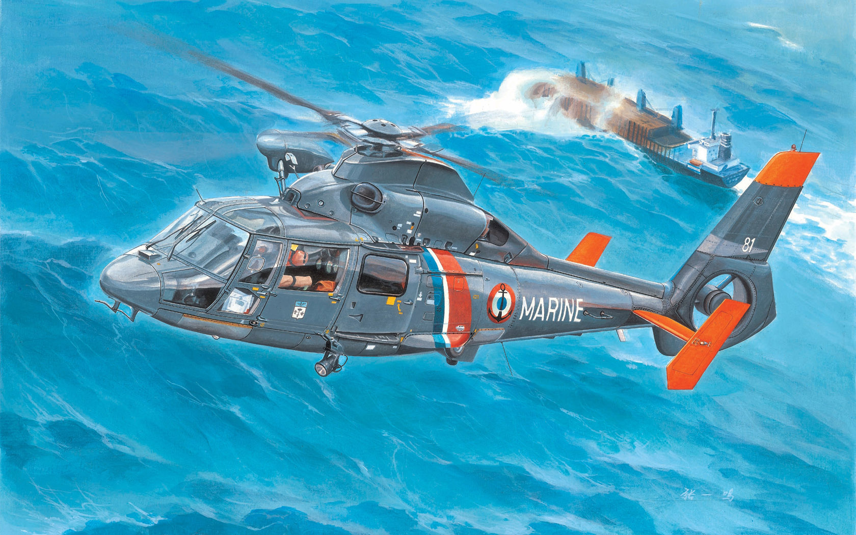 Aircraft Flying Military Army Sea Military Vehicle Artwork Helicopters Water 1680x1050