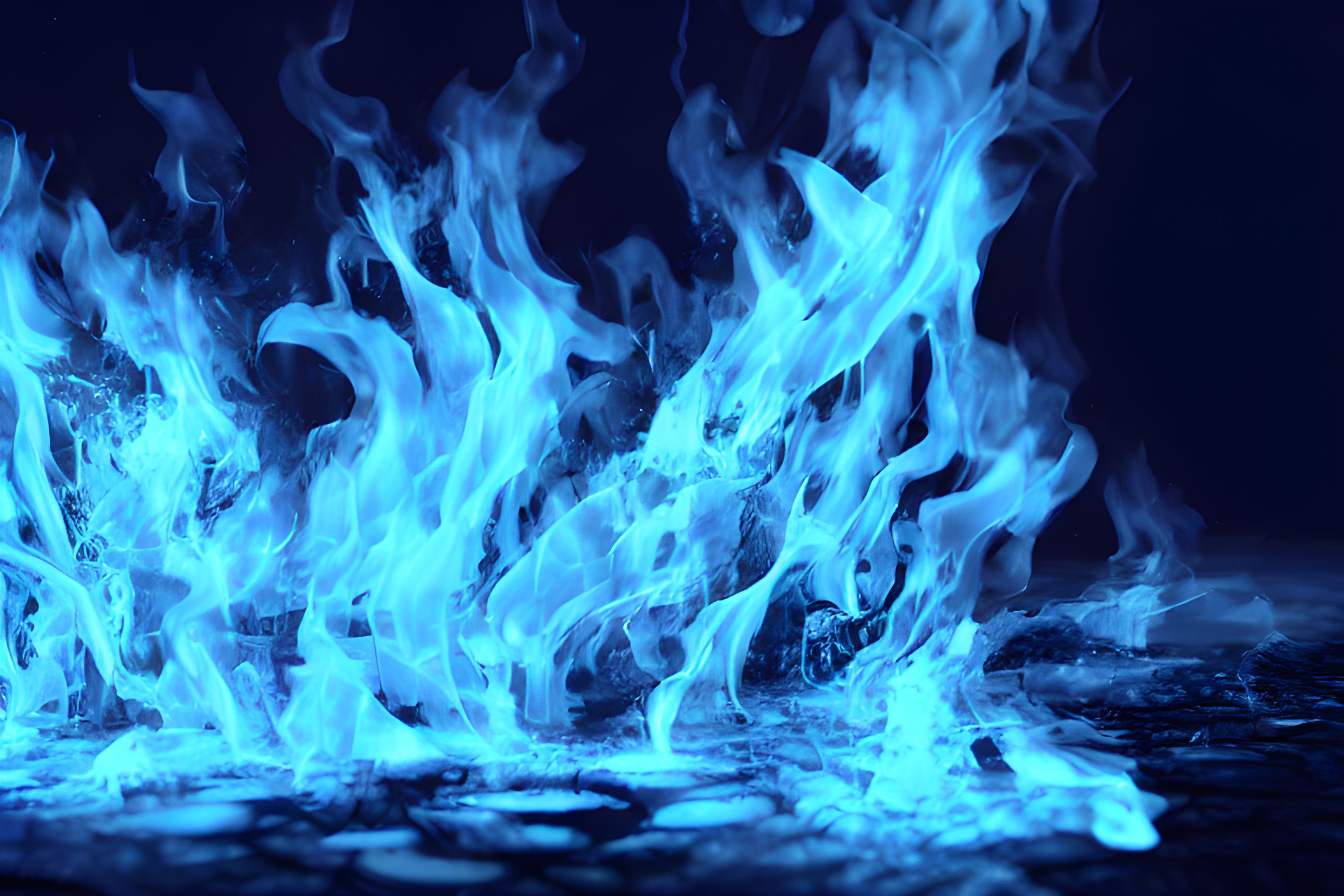 Blue Fire Space Forest Blue Flames 3072x2048