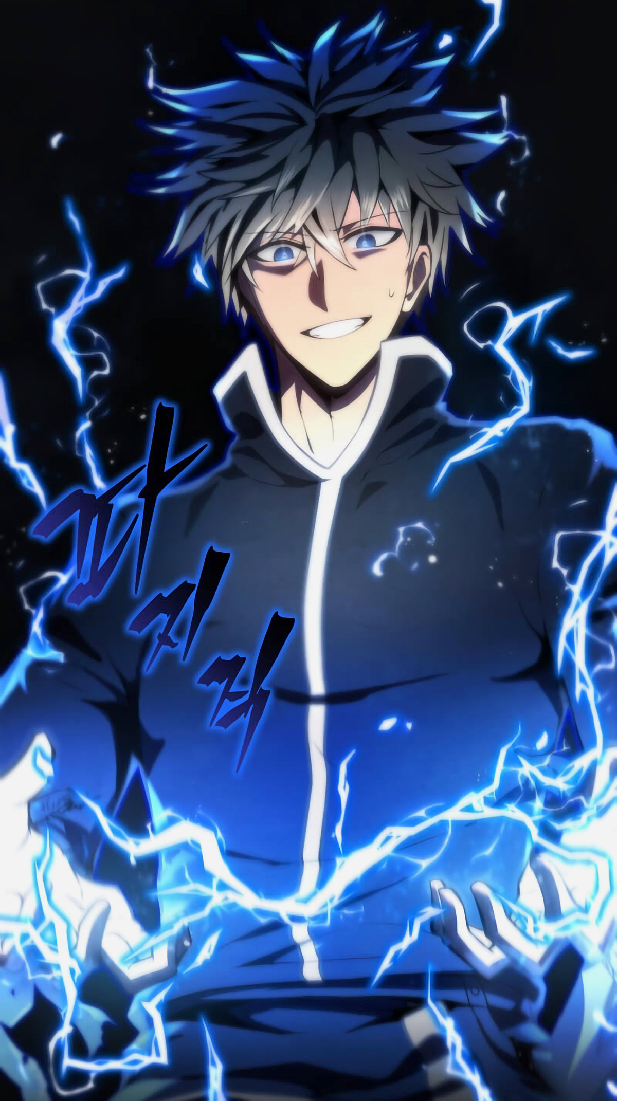 Swordmasters Youngest Son Manhwa Webtoon Dark Hair Blue Eyes Electric Smirk 1200x2142