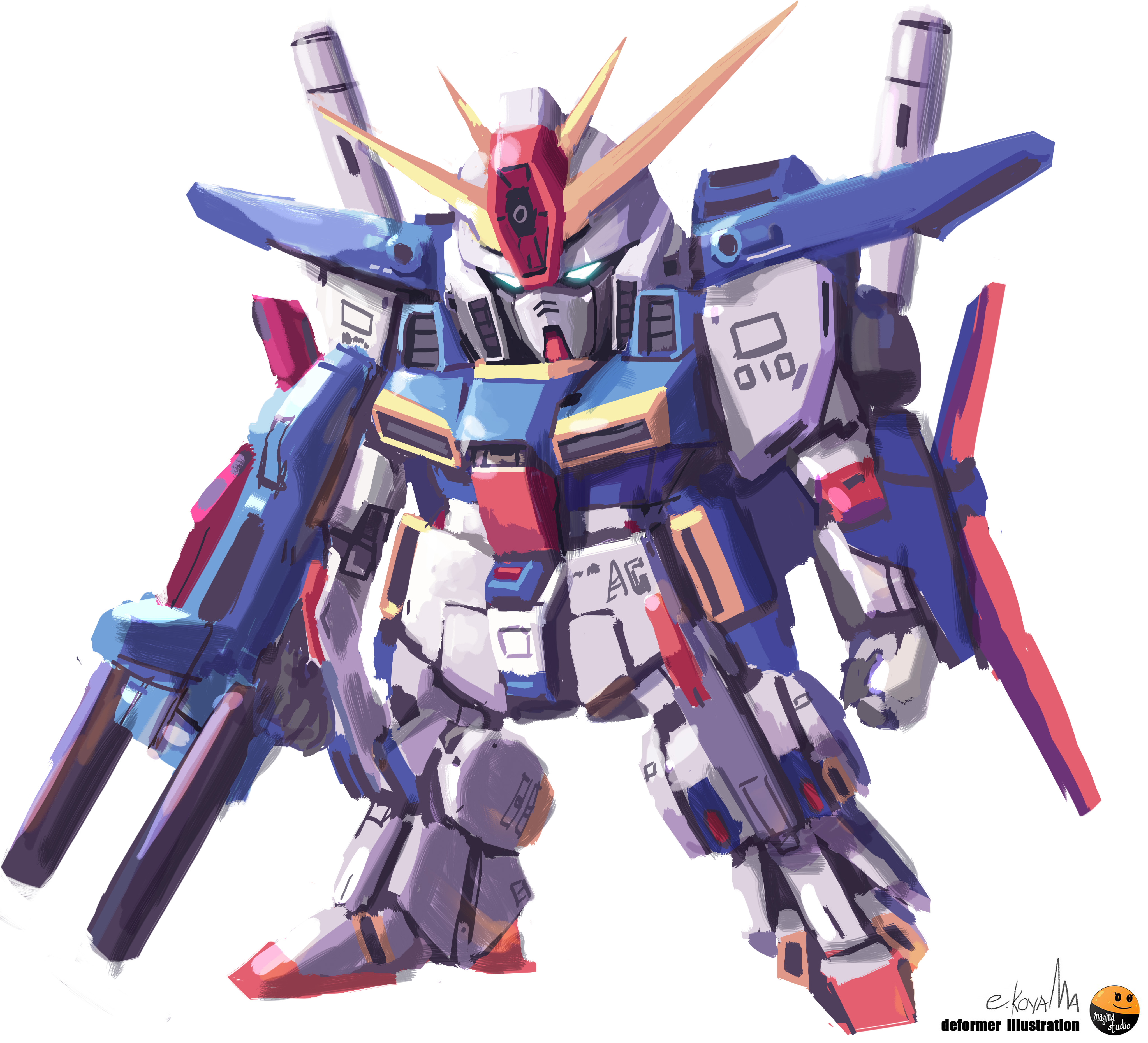 Anime Mechs Super Robot Taisen Gundam Artwork Digital Art Fan Art ZZ Gundam Mobile Suit Gundam ZZ Wh 4096x3724