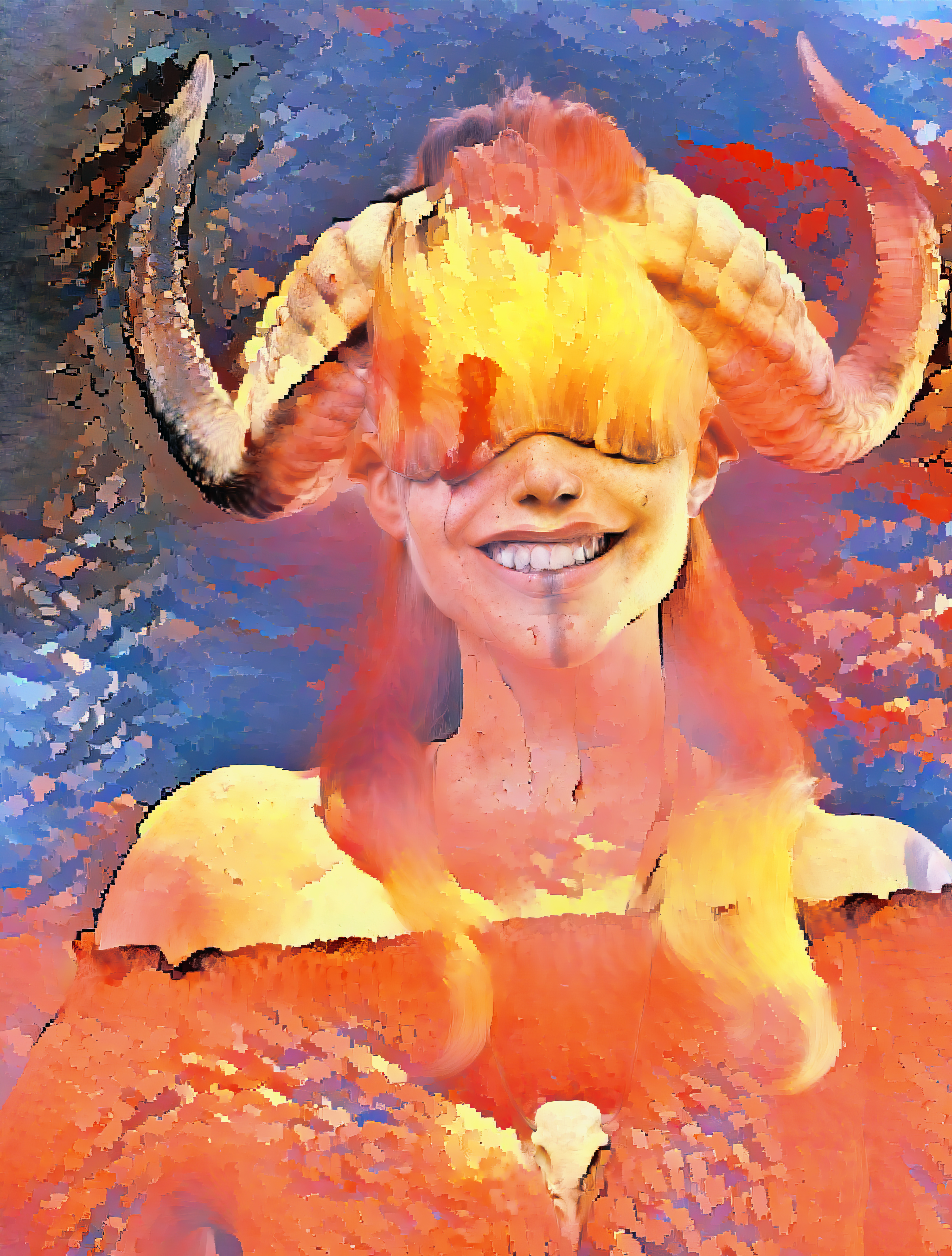 Dar0z Robin Isola Women Artwork Smiling 3D Horns Fantasy Girl Ai 3957x5221