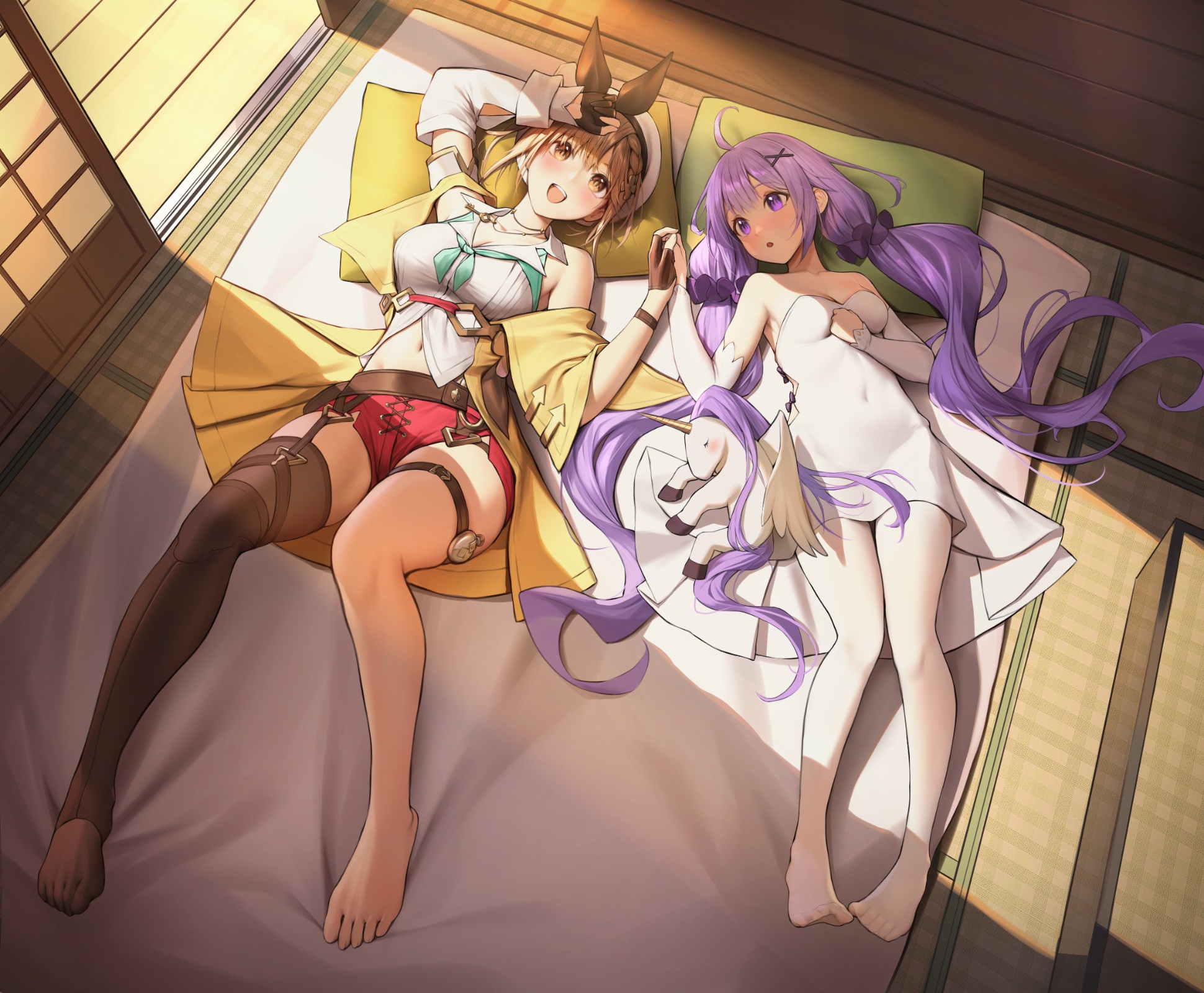 Anime Anime Girls Lying On Back Atelier Ryza Atelier Long Hair Twintails High Angle 1940x1600
